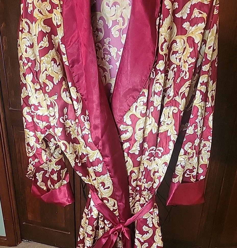 Vtg Lauren Rogers Silky & Satiny Nightgown & Robe Linegerie Pajama Set 1X EUC