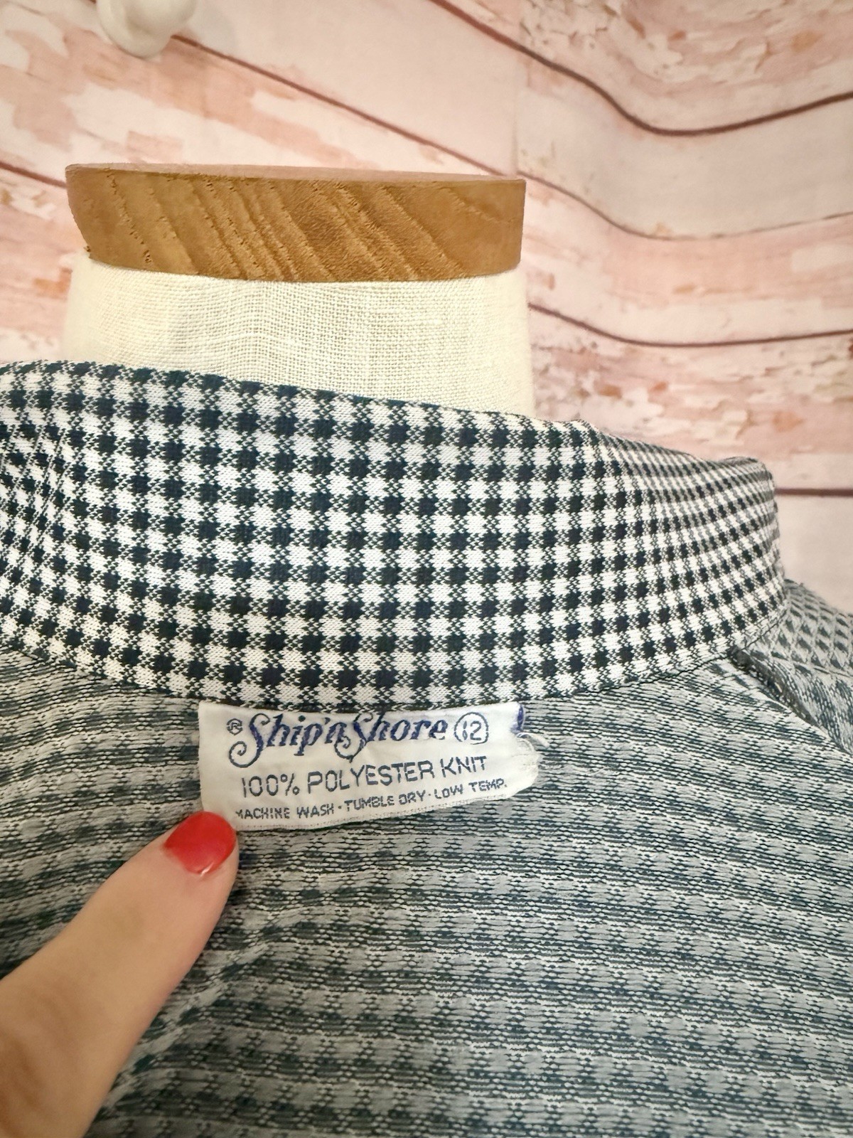 Vintage Ship N Shore Plaid Button Up Shirt Size 12 Black & White 80s Gingham