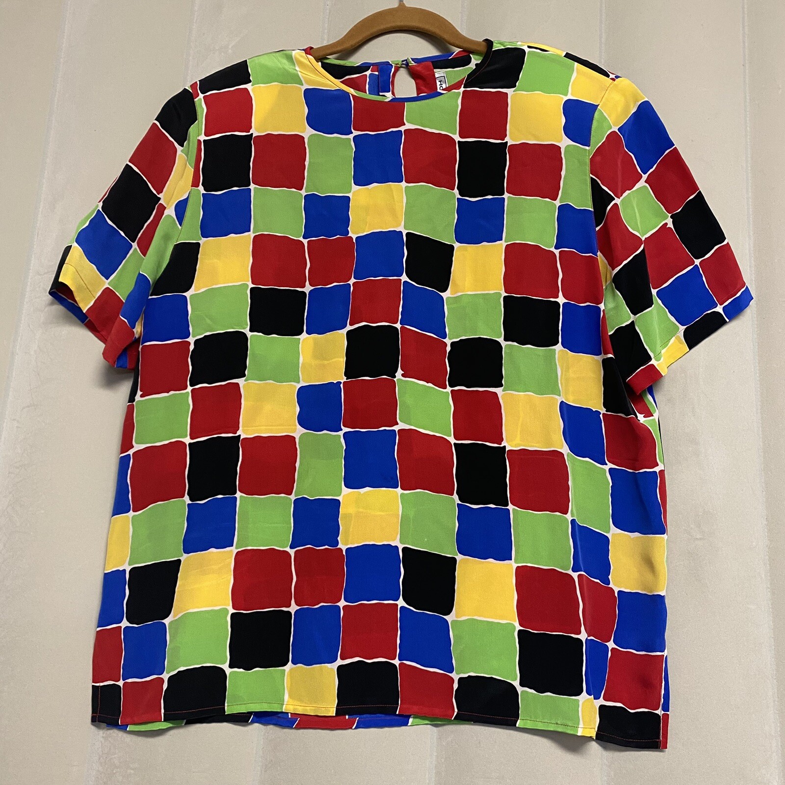 Vintage Norah Noh Women’s Top Blouse Large 100% Silk Rainbow Colorful 90s 1990s
