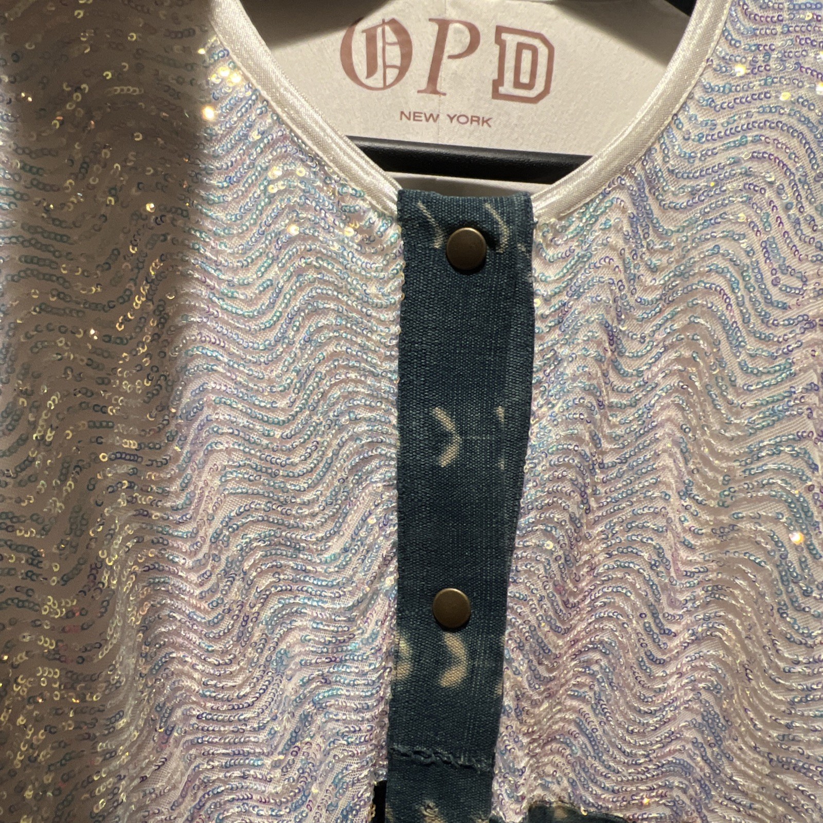 OPD NEW YORK EXQUISITE WHITE SEQUINED „LIZZIE” BOMBER JACKET 2X?