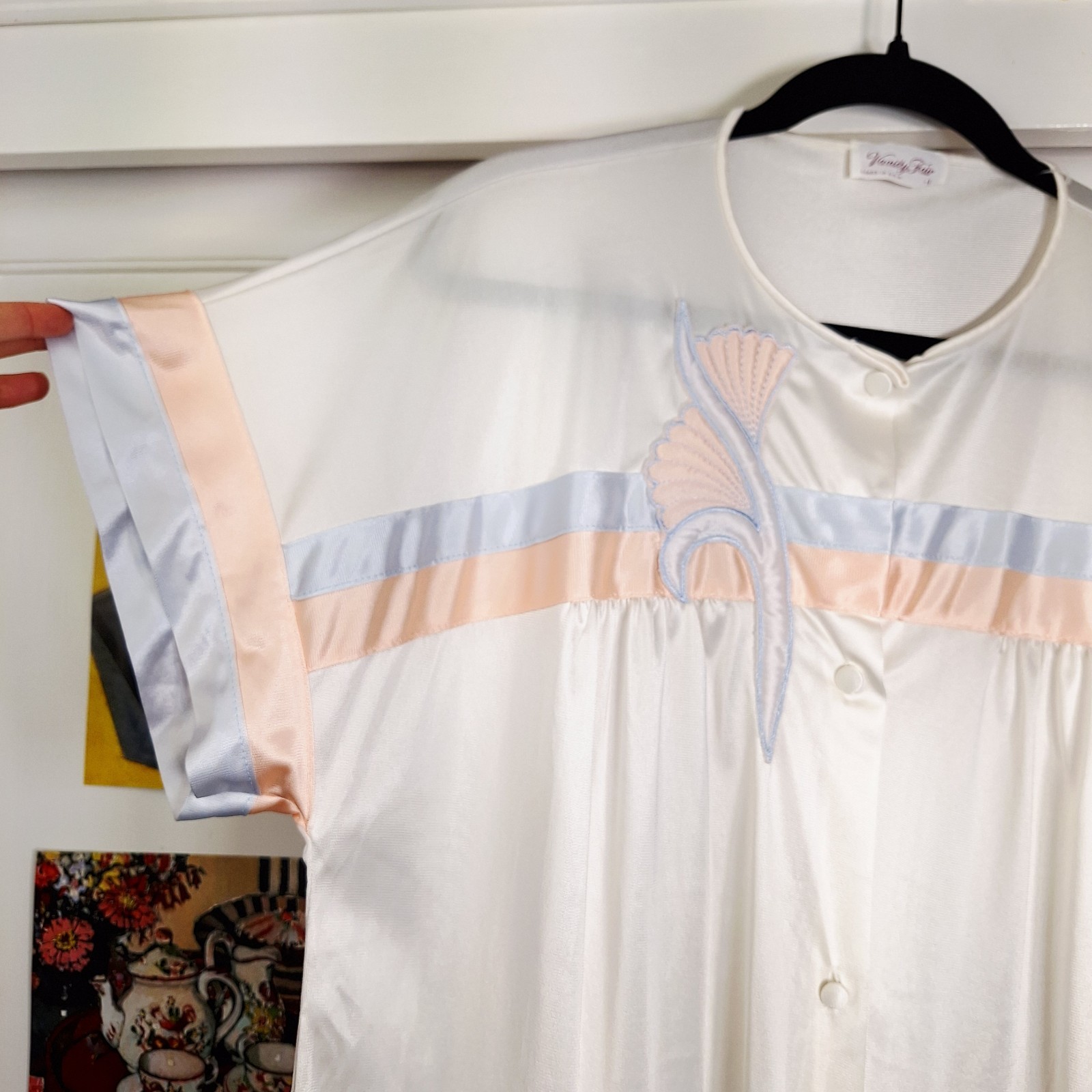 Vintage 70s Vanity Fair Button Up Top Sz L Cottagecore Soft Girl Coquette Pastel