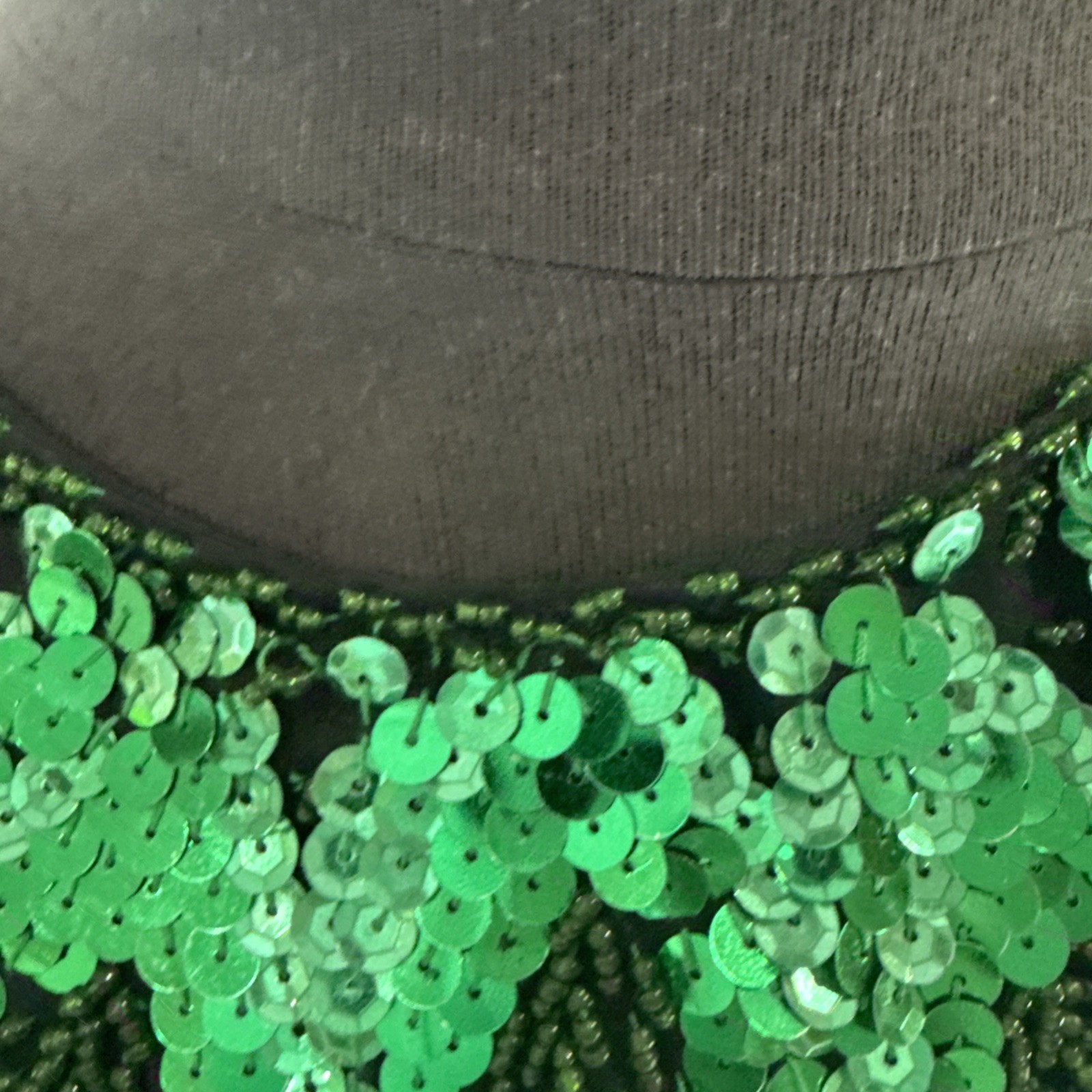 Vintage 80’s Iris Sequin Green And Black Flame Pattern Top Size L