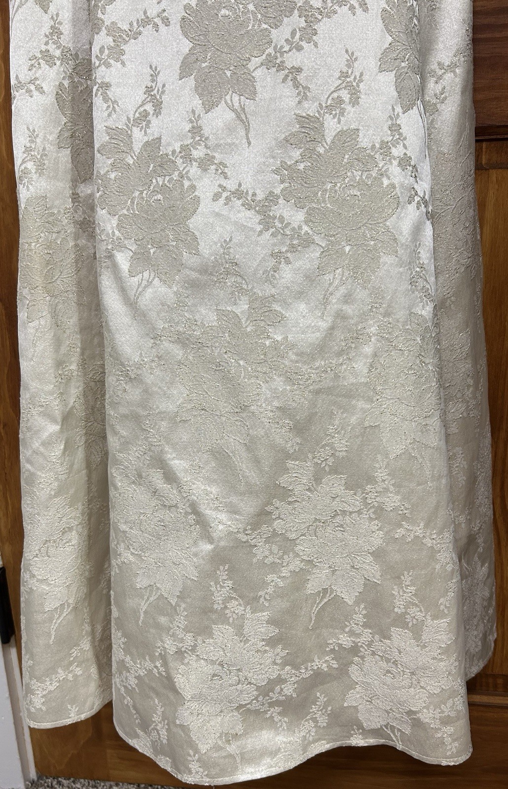Vintage 90s Gunne Sax Size 3/4 Brocade Ivory Gold Gown Wedding Formal Jacquard