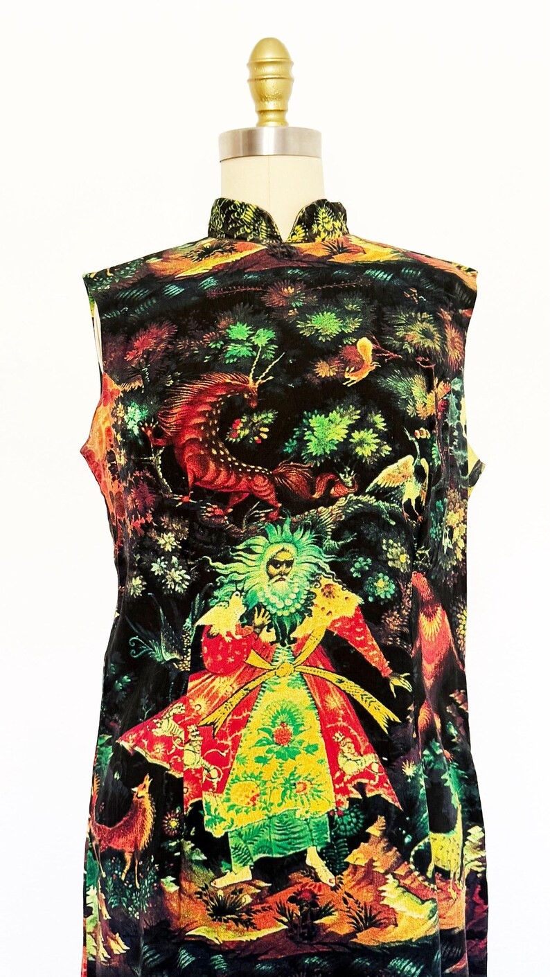 1960s Dress / 1960s Novelty Print Dress / 1960s Shift Dress / Size Large