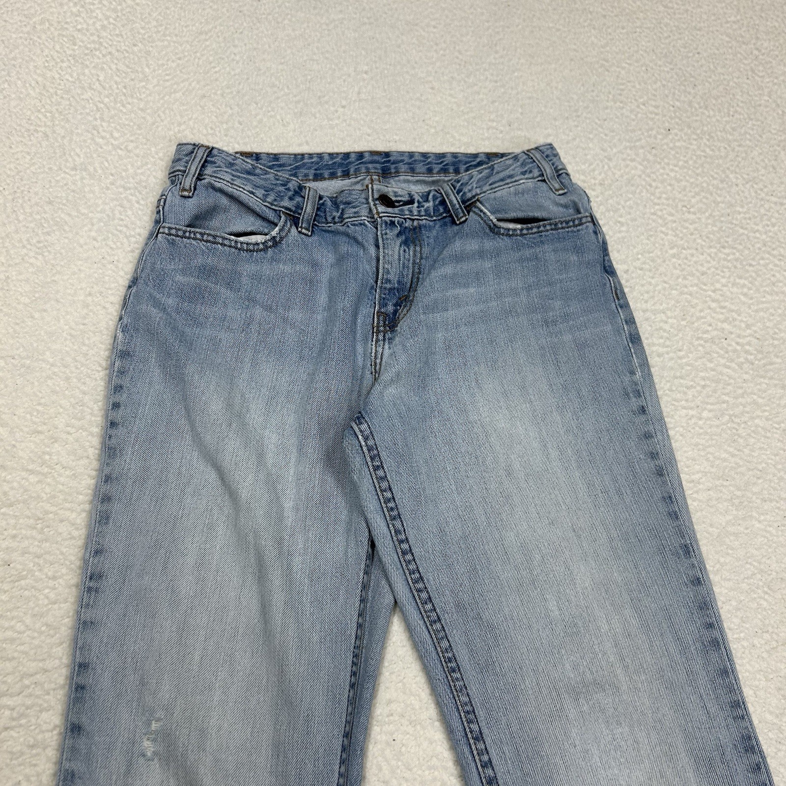 Vtg Levis Orange Tab Flare Leg Jeans Womens Sz 29 Light Wash Blue Denim Casual