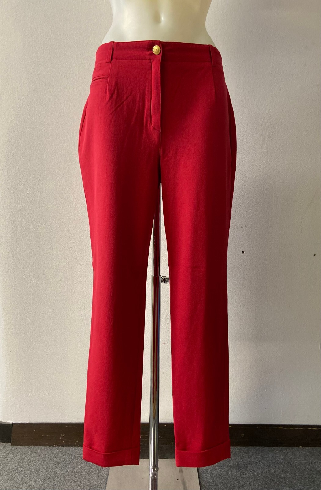 Designer 90s Escada Red Pants | Vintage Women’s Cotton Trousers | Size EU 42