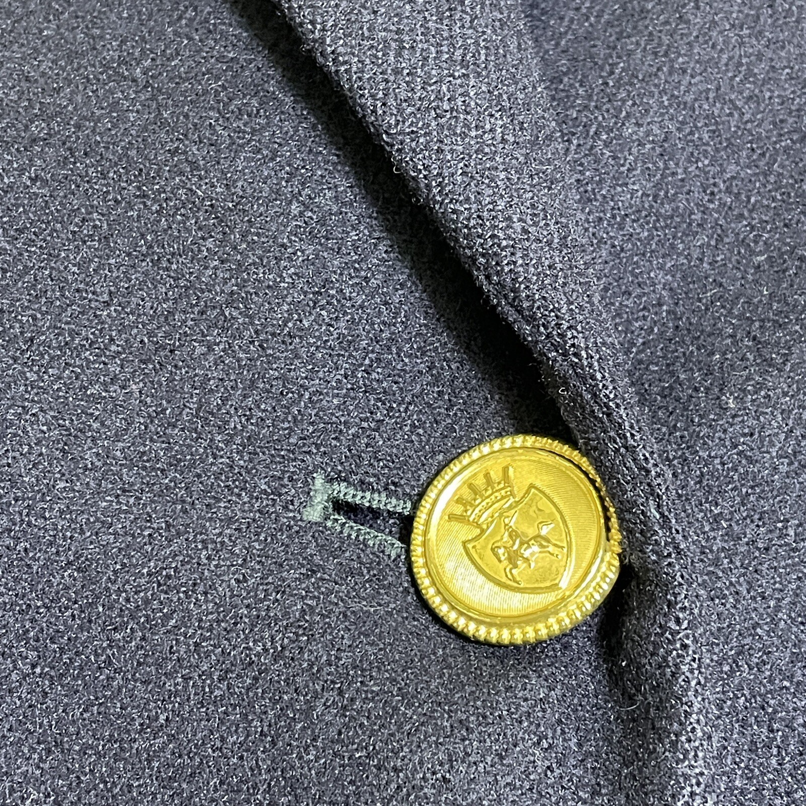 Vtg Womens WOOL BLAZER JACKET Gold Accent Buttons Preppy 90s Academic Navy Sz 8