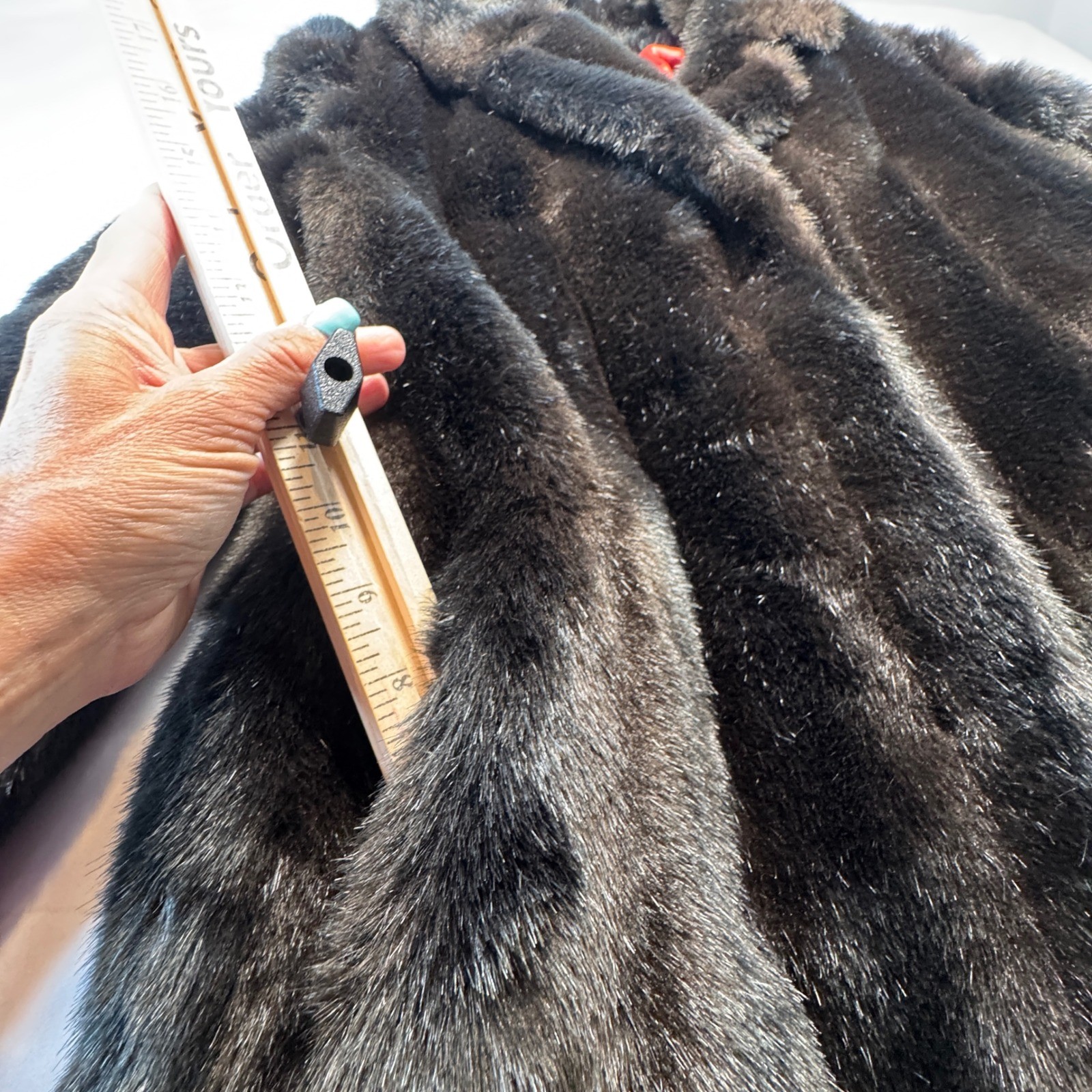 Jacques Saint Laurent for Genelle Vintage Faux Fur Coat Brown Orange Lining L