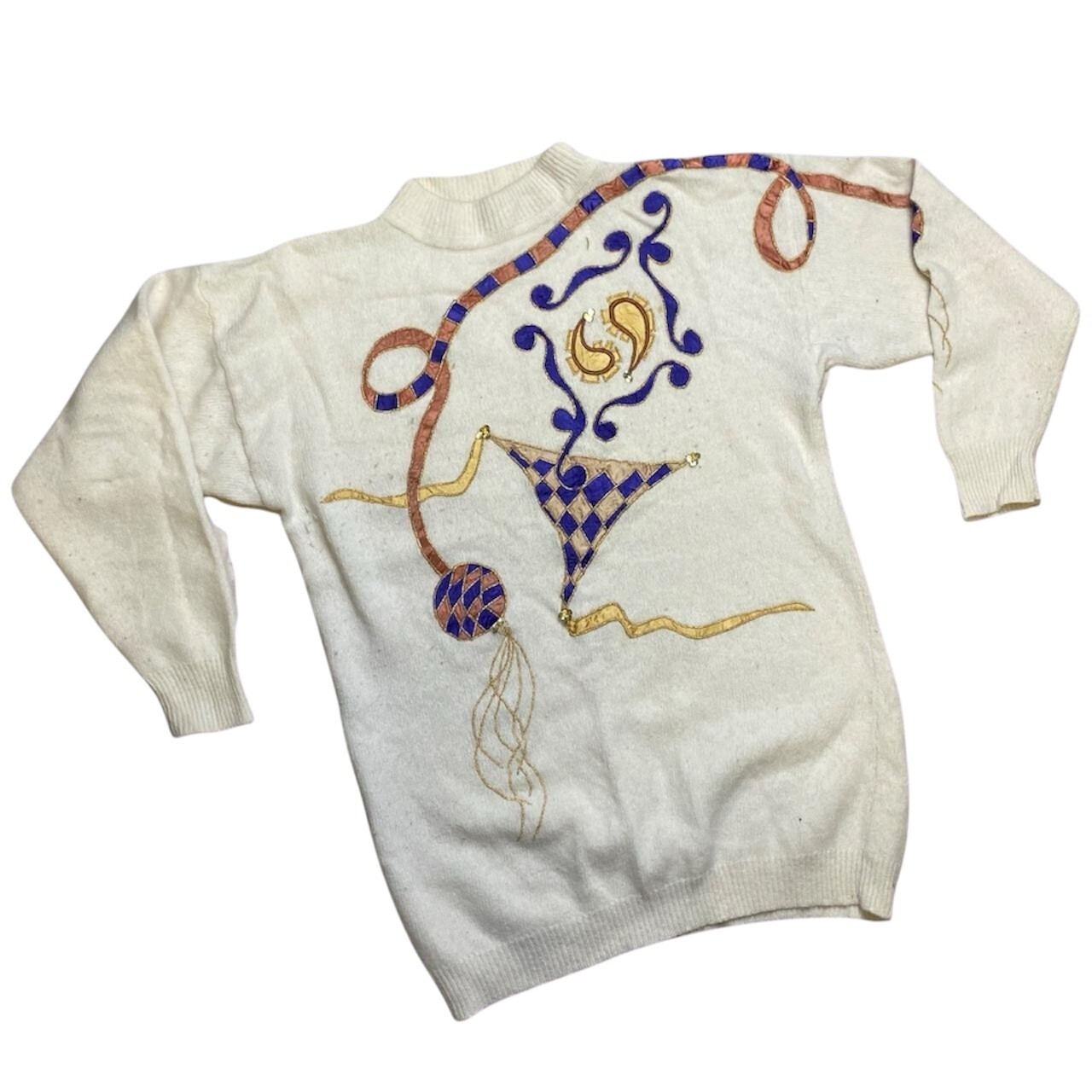 Vintage 80’s Abstract Jumper M/L 12 14 16 Embroidered Embellished True Retro