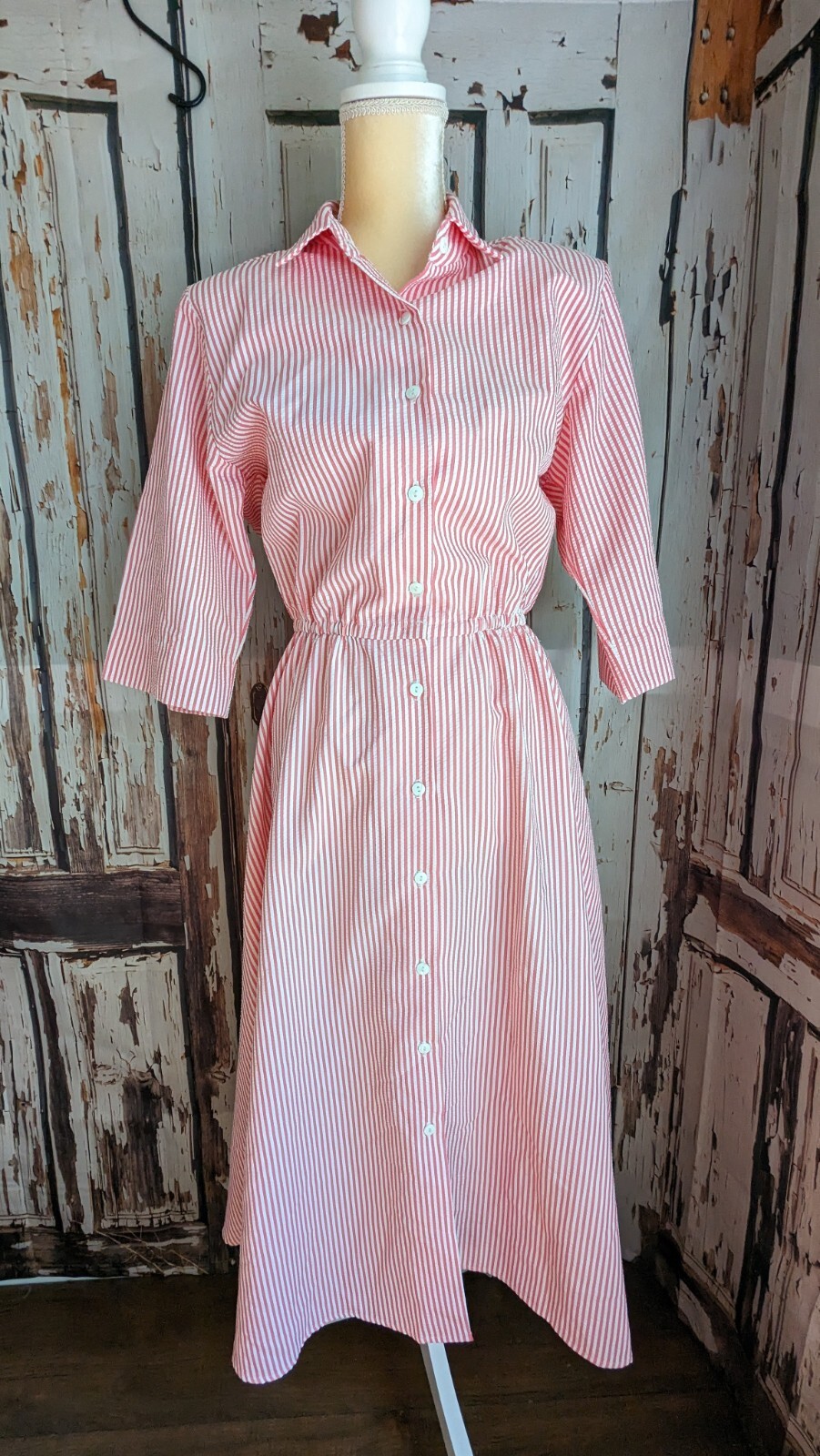 Vintage The Tog Shop Candystriper Buttondown Shirt Dress 10