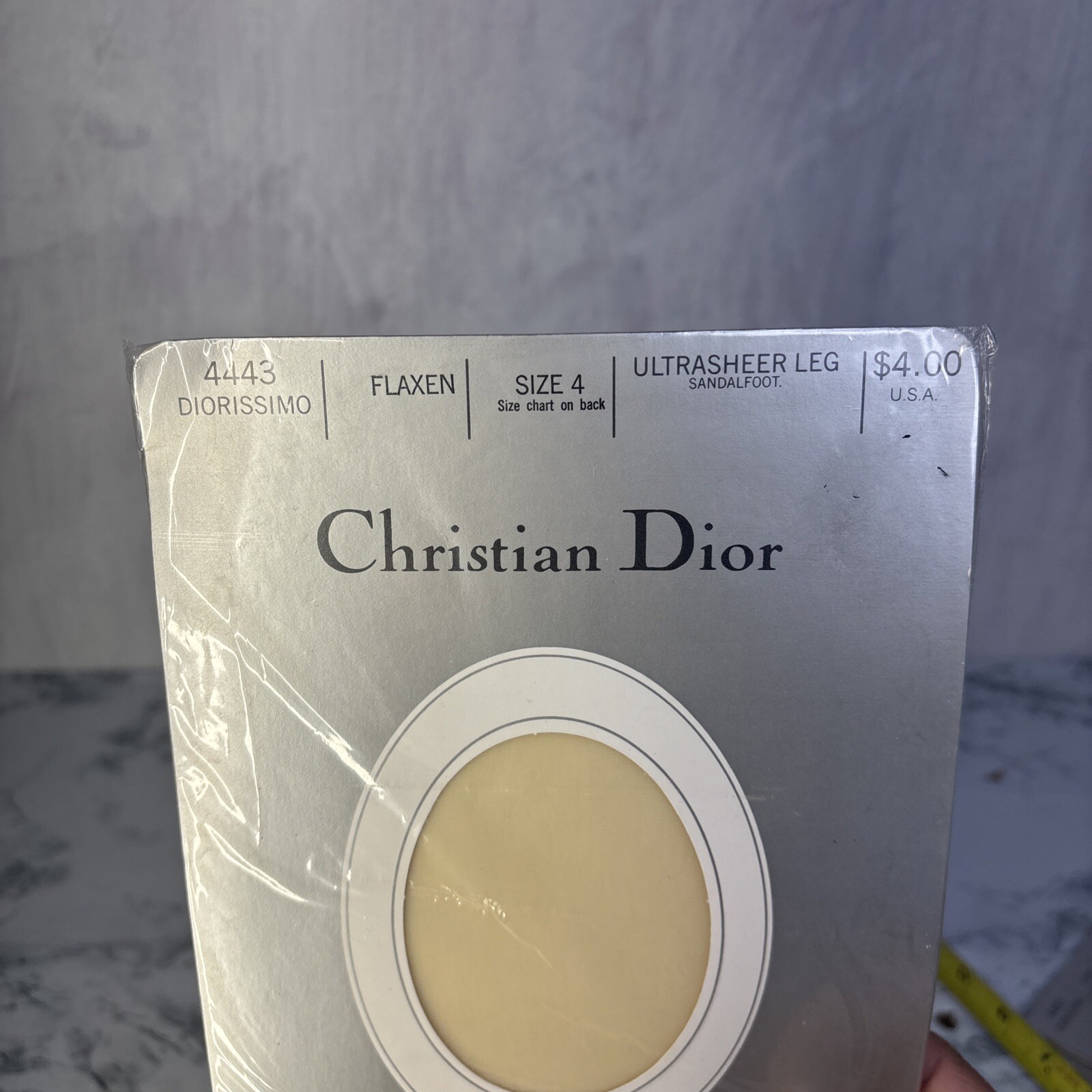 VINTAGE CHRISTIAN DIOR PANTYHOSE SIZE 4 ULTRASHEER DIORISSIMO Flaxen 4443
