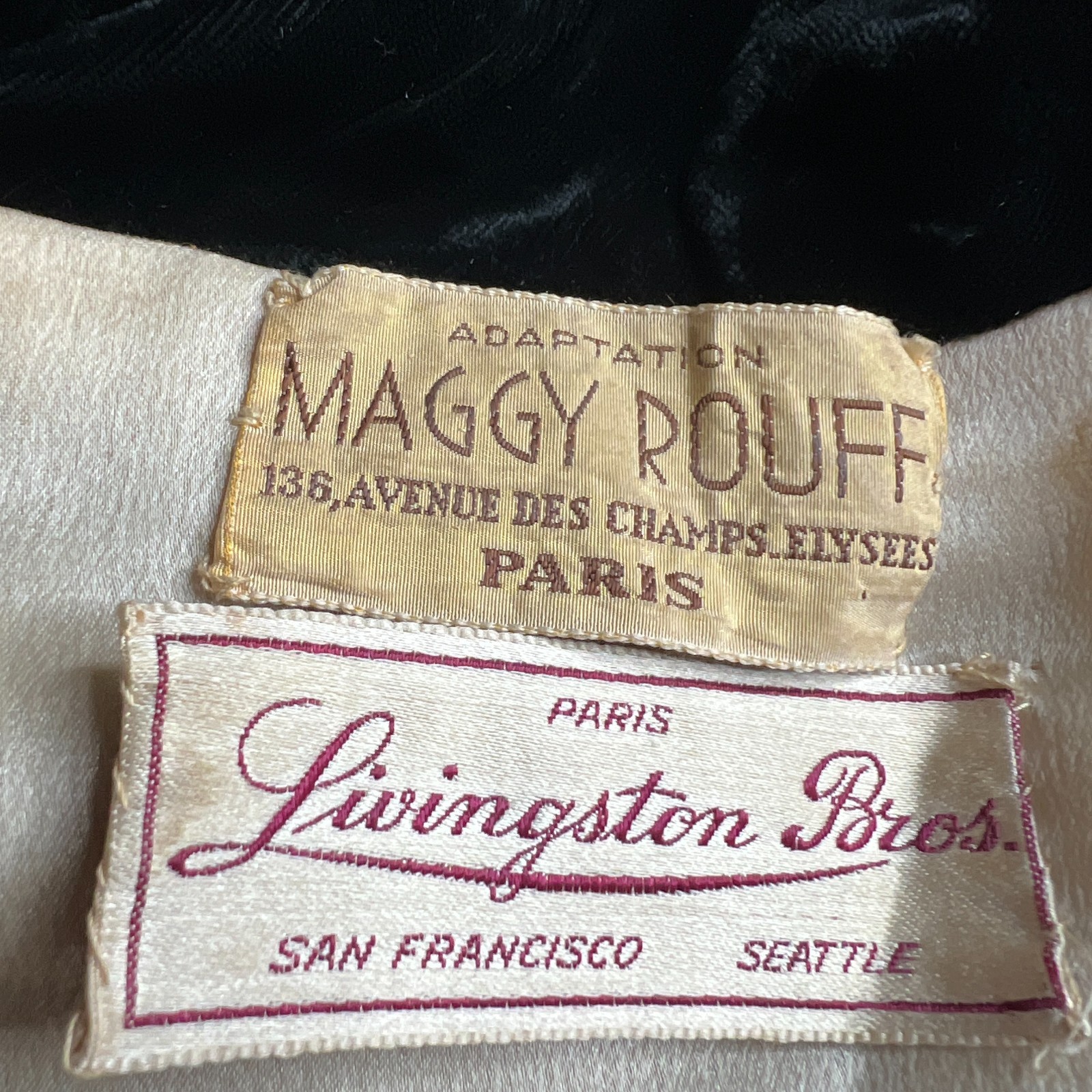 Vintage Antiq Maggy Rouff Paris Black Velvet Evening Jacket Satin Lining – Rare