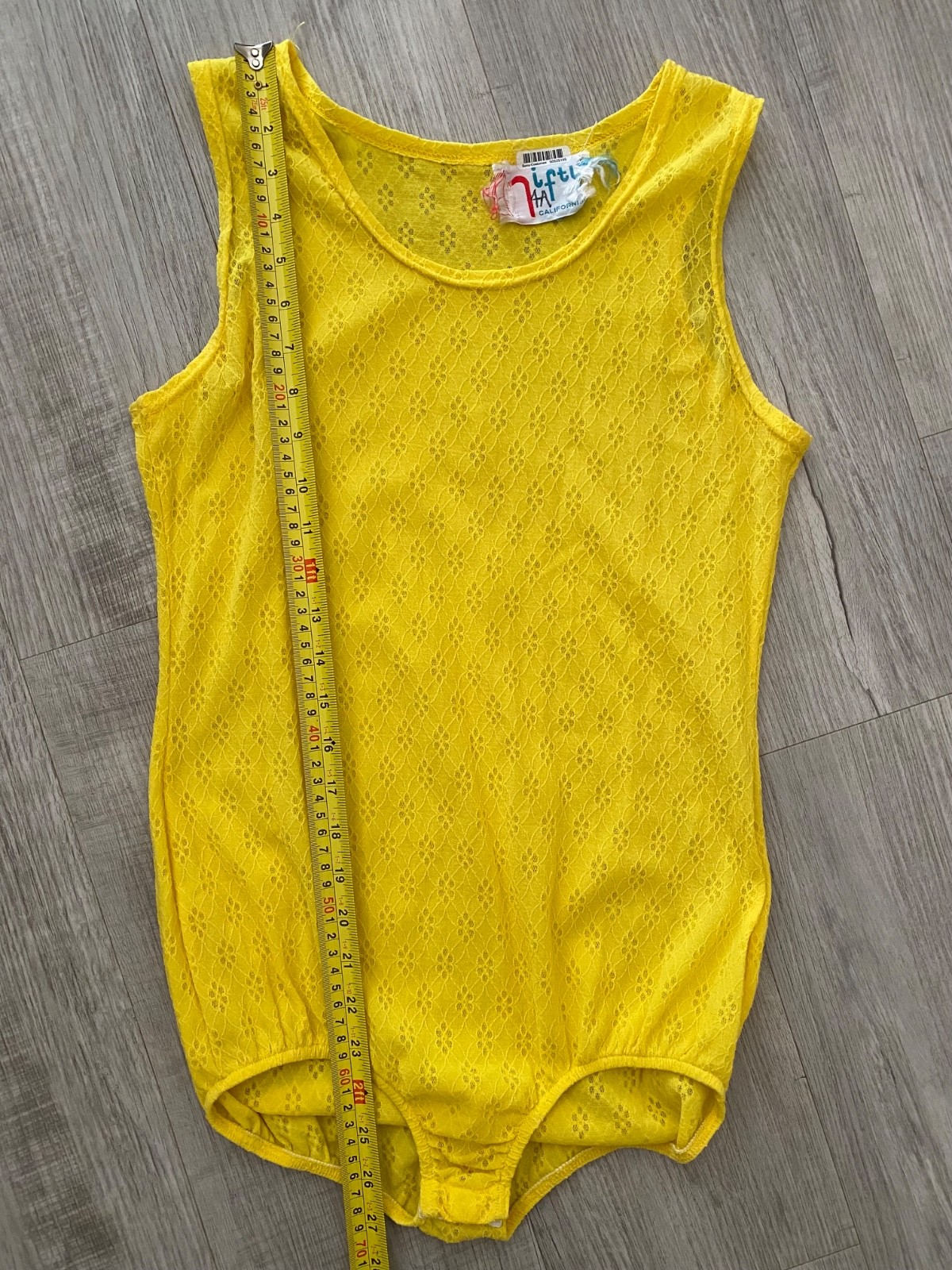 Vintage Nifty California 70’s Yellow Stretch Lace Bodysuit Festival Retro – S/M