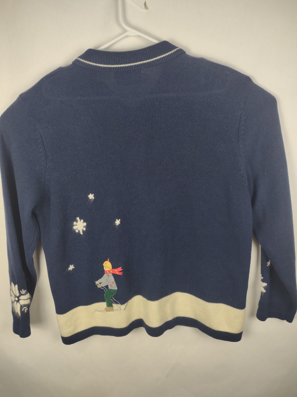 VINTAGE 90s Skiing & Snowflakes Novelty Cardigan Sweater 14W/16W Ugly Christmas