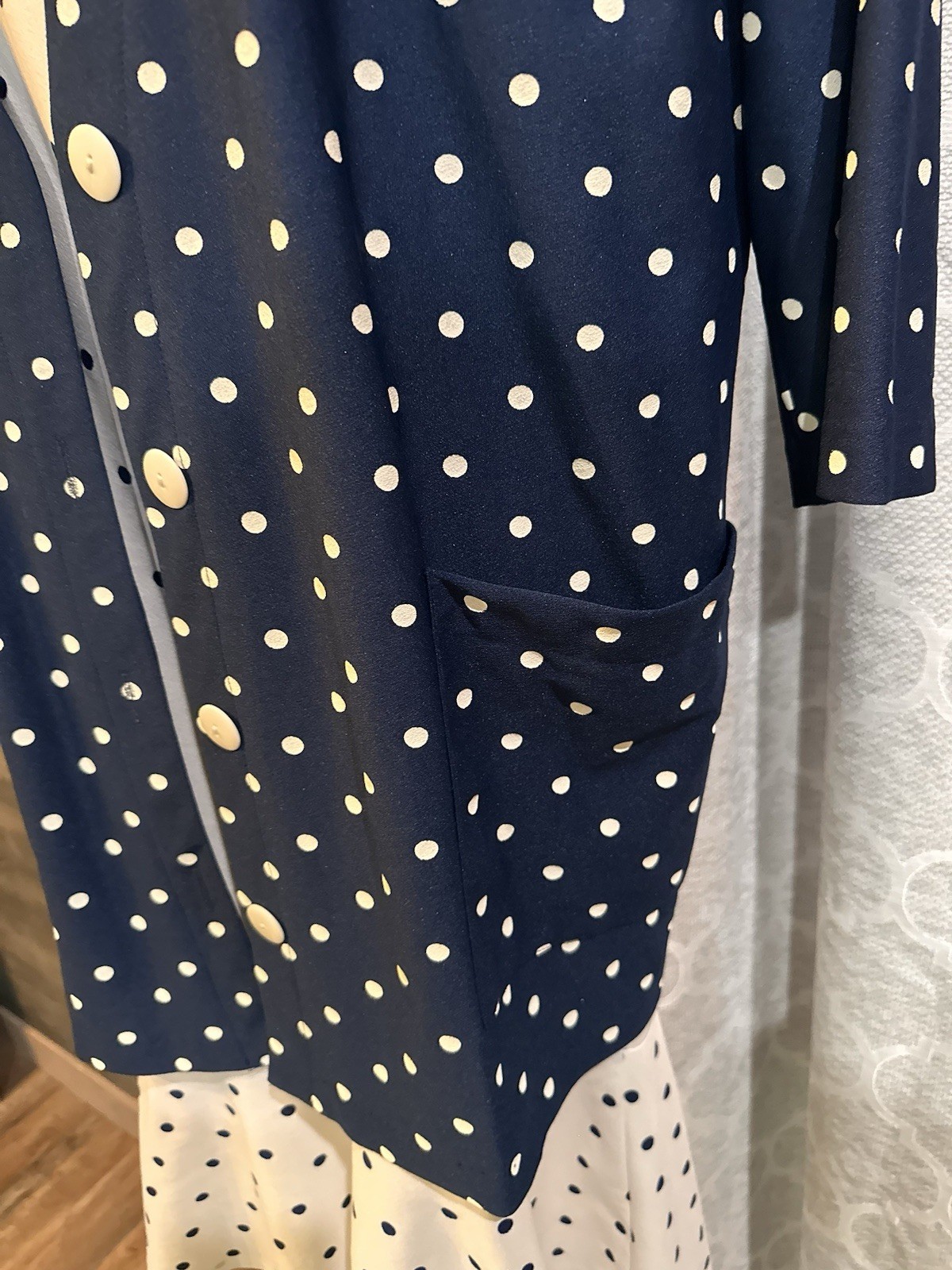 Vintage 1980s Tabby II Polka Dot 2pc Sheath Dress & Duster Jacket Set Size 16W