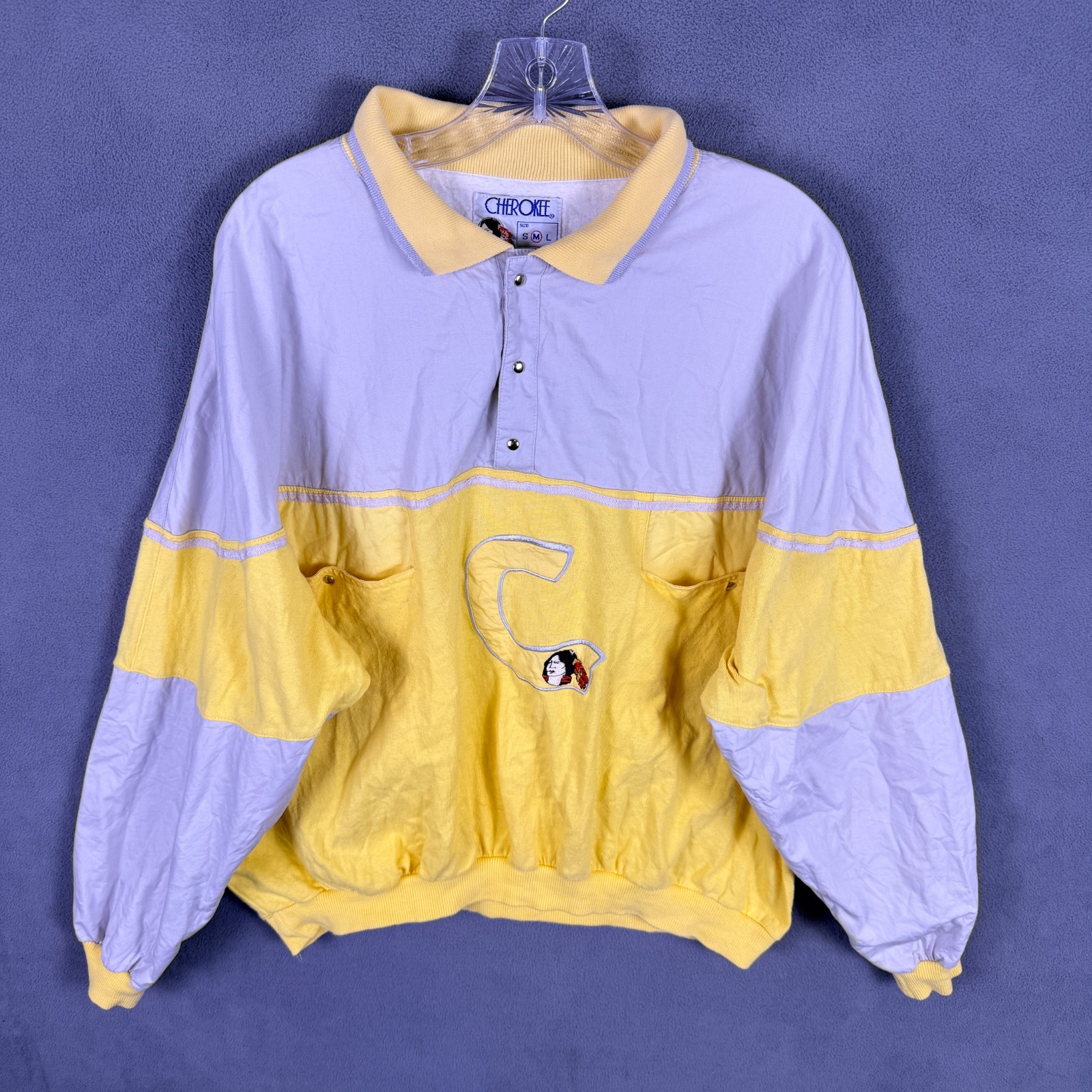 VINTAGE 80s Cherokee Womens Pullover M Colorblock RARE Boho Sweatshirt
