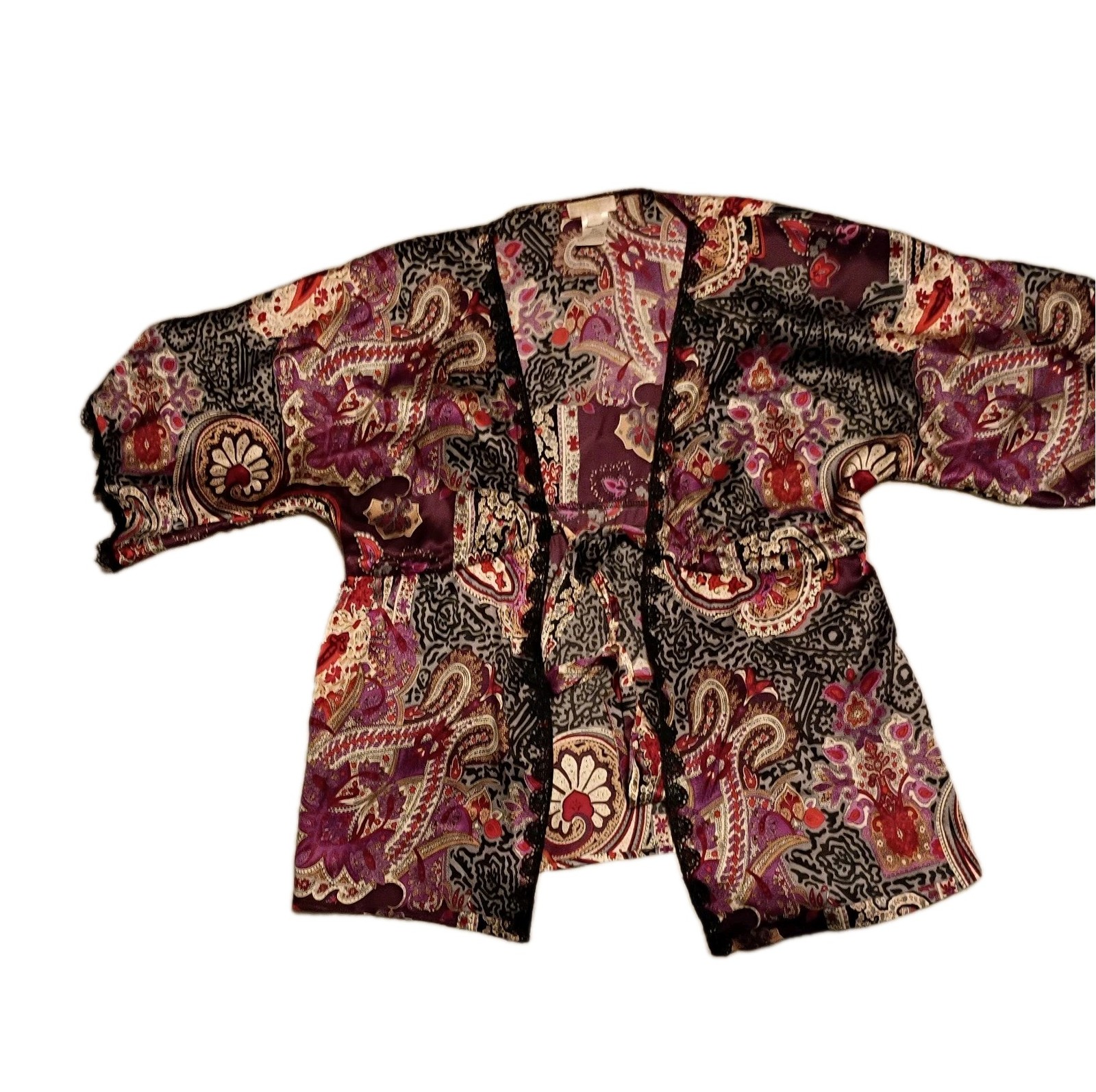Vintage 90s, 00s, Y2K Anna Paul Silk Kimono Tie Front Jacket Size Small