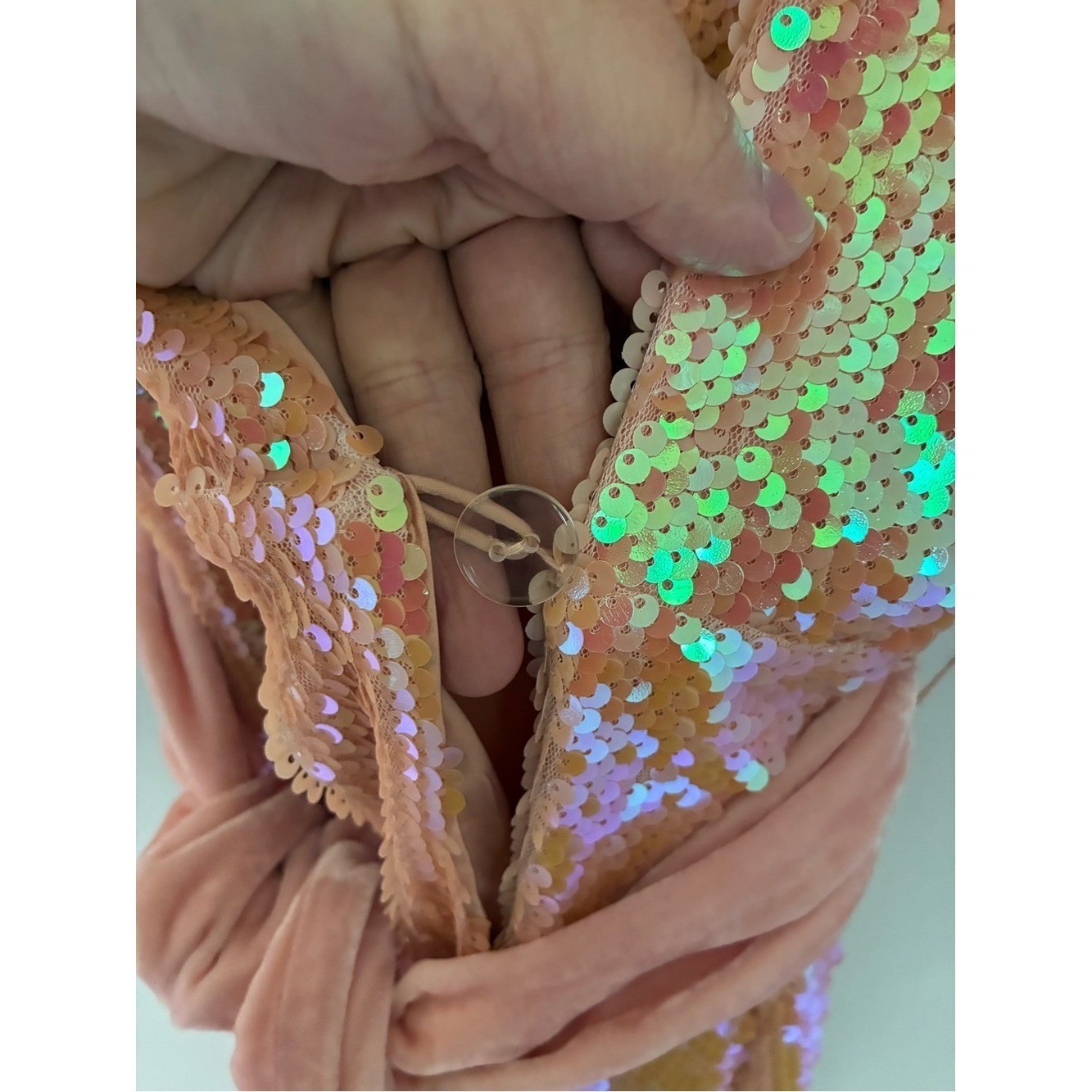 Revolve Song of Style Vernon Midi Dress in Opaline Peach Sequin Dress Size XS