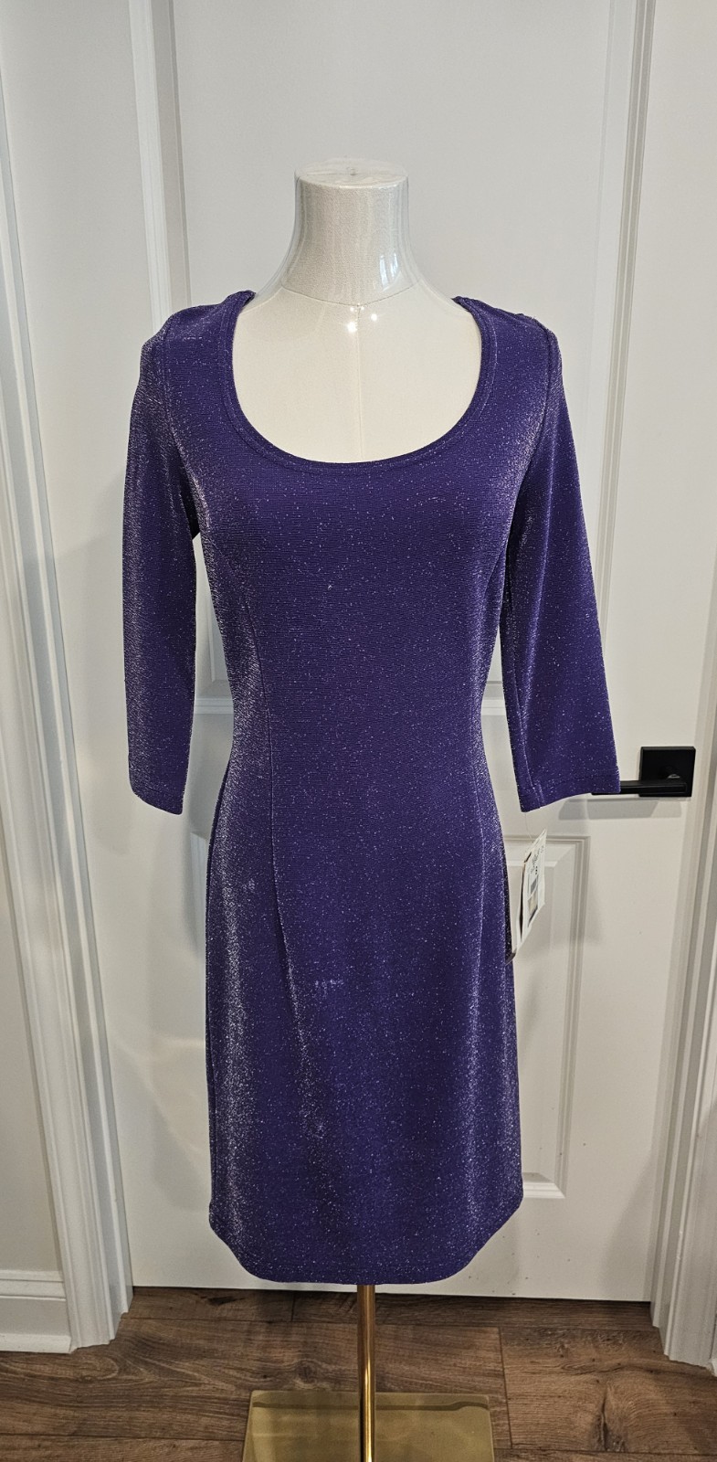 NWT Vintage Scott McClintock Purple/Silver Form Fitting Dress, Size 8