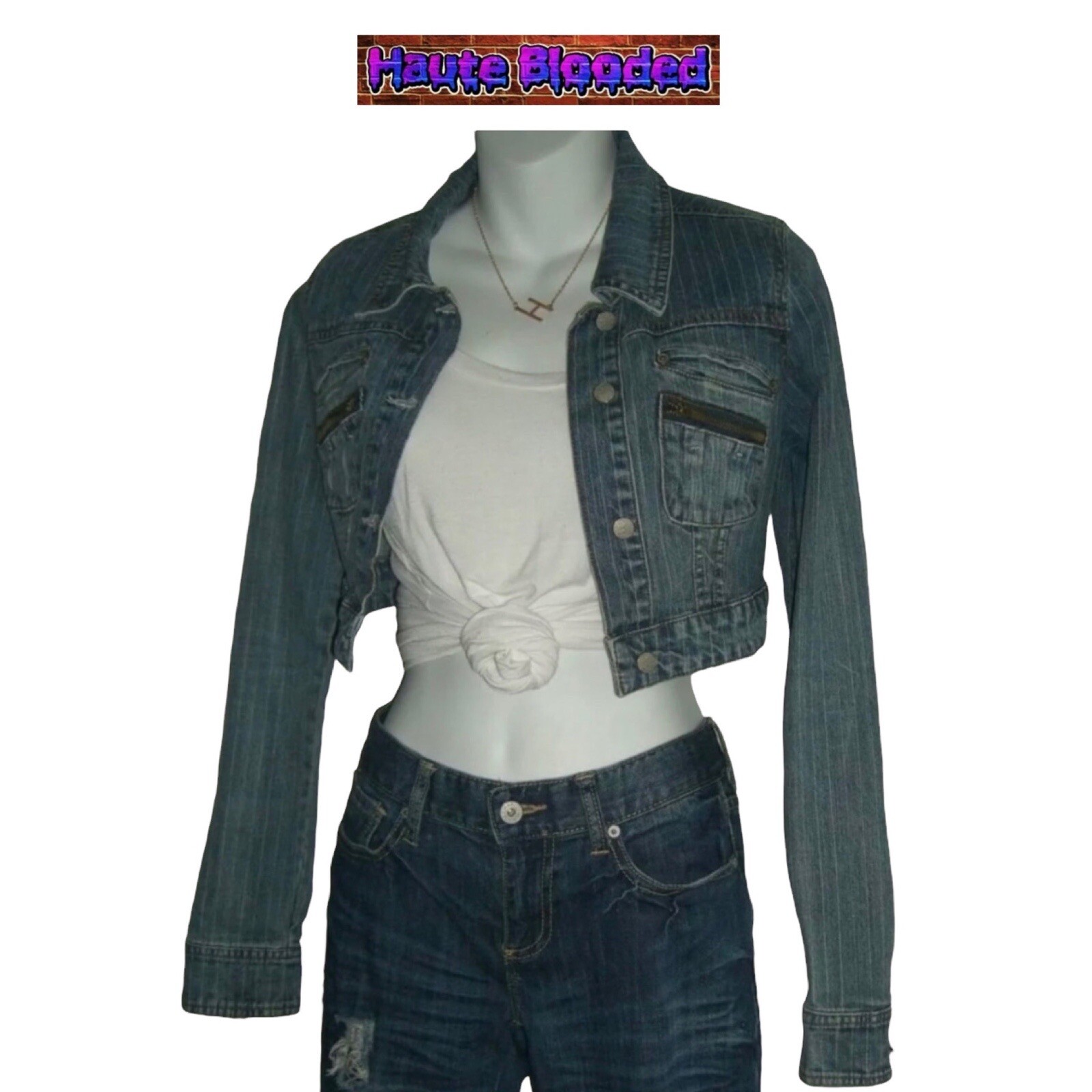 Vintage 90’s y2k JouJou Cropped Denim Jacket Jean egirl Indie Sleaze Streetwear