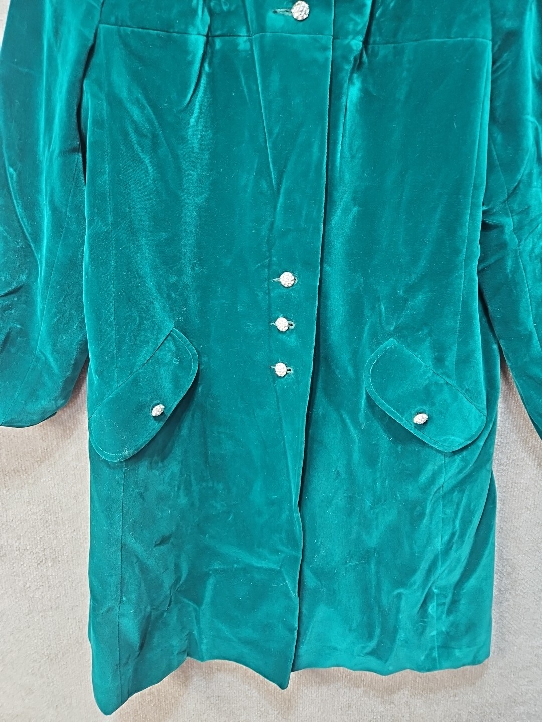 Vintage Lou Ritchie of Montreal Velour Dress Coat Emerald Green