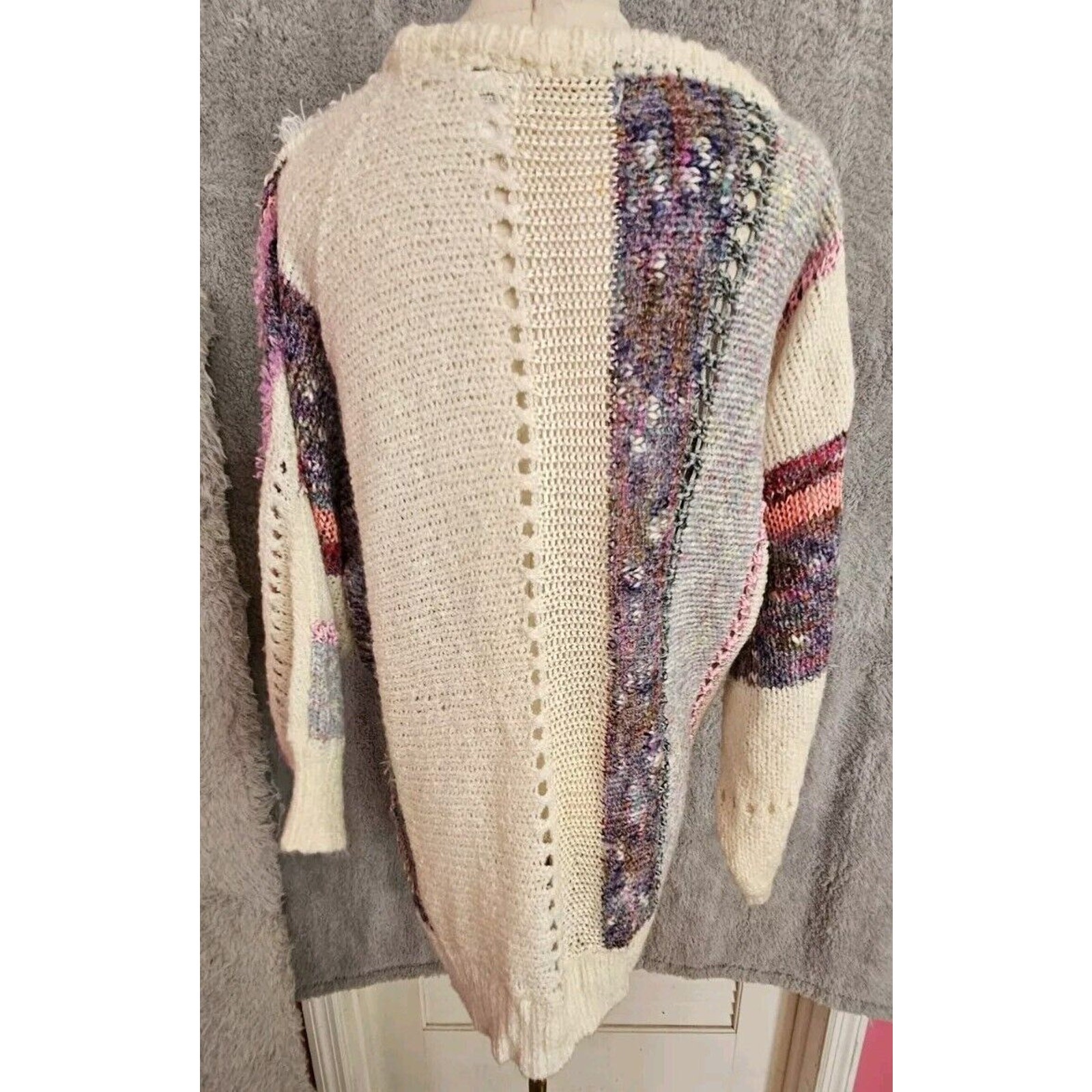 Vintage Mariea Kim Sweater 80s Dolman Oversized Boat Neck Hippie Boho Medium M