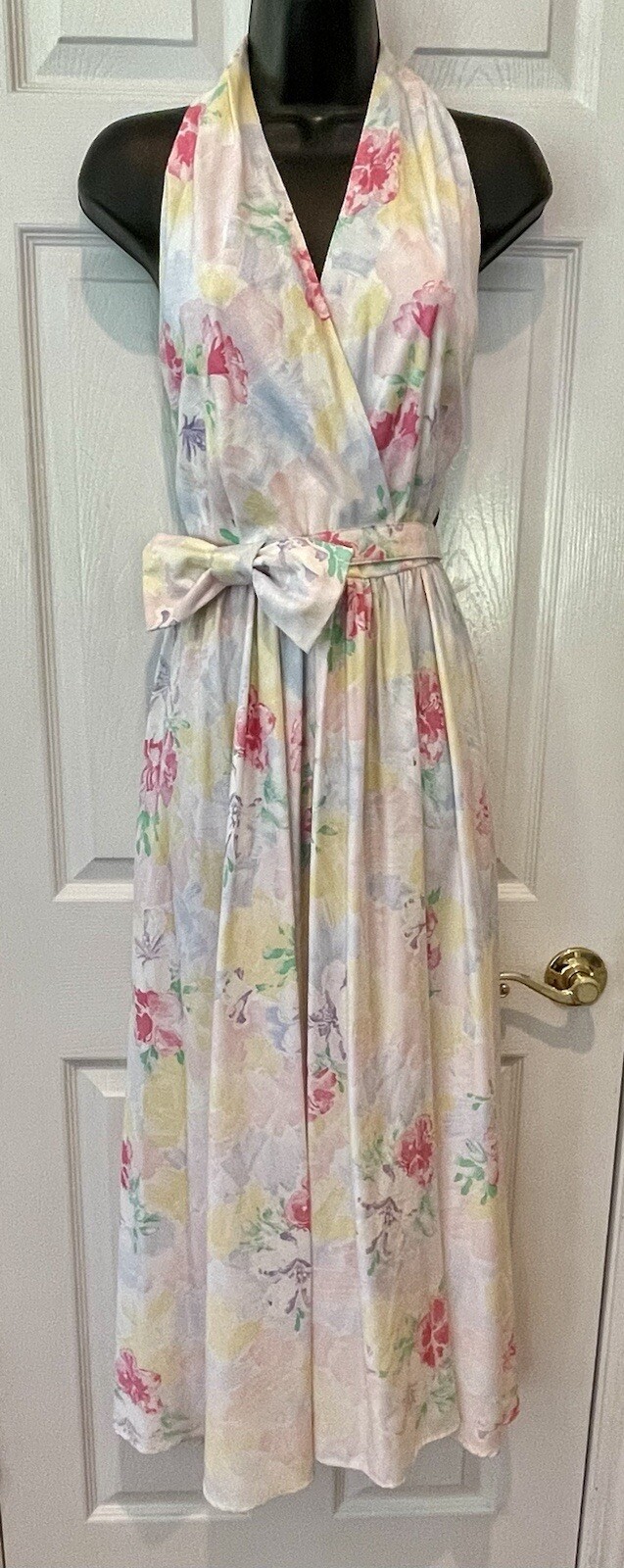 Vintage 70’s Act 1 New York Floral Long Halter Sun Dress Size 13-14