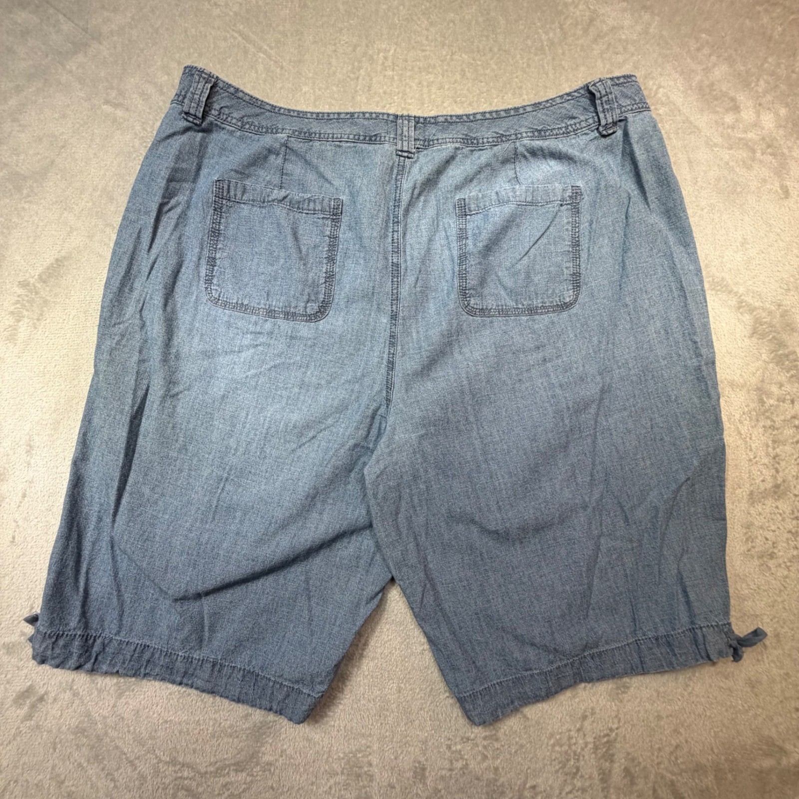 Vintage St. Johns Bay Floral Embroidered Floral Denim Shorts 18 Blue 100% Cotton