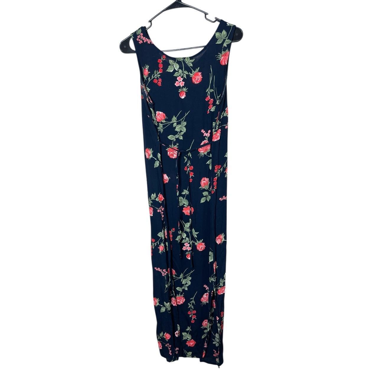 Dress Barn Navy Blue Floral Print Sleeveless Maxi Dress Vintage 90s Size 8