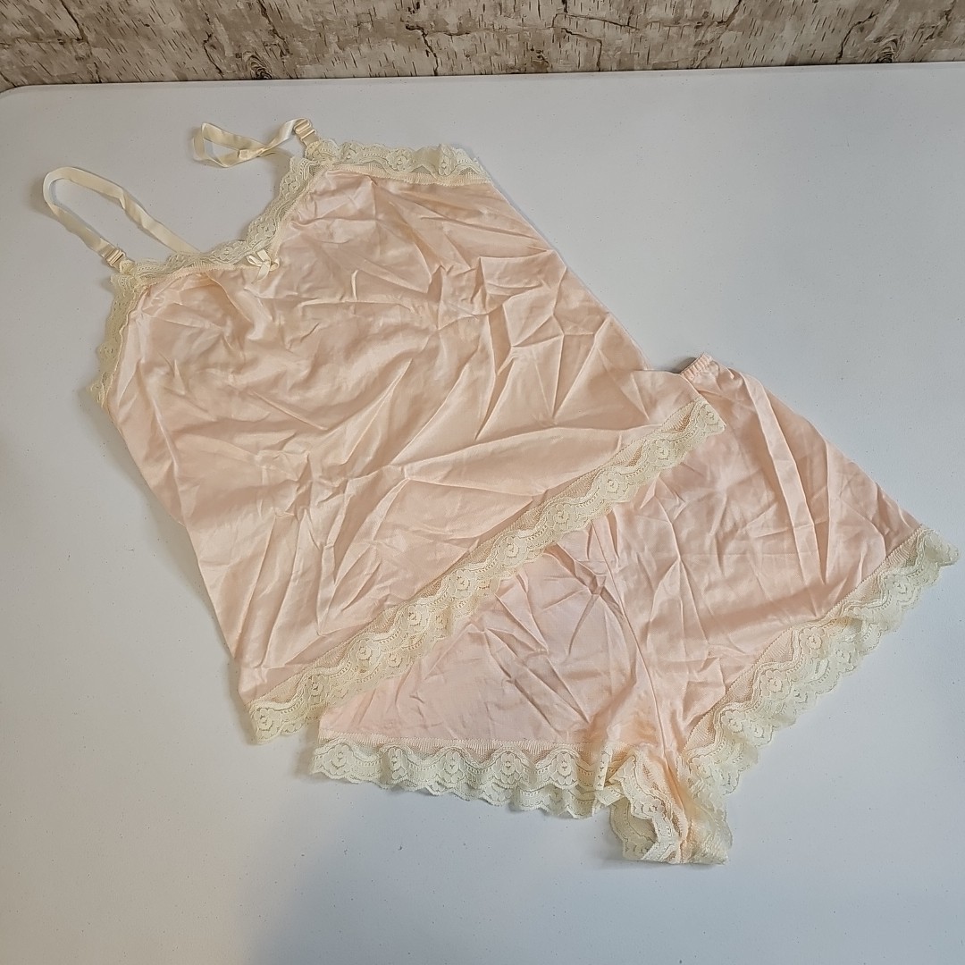 Vintage Undercover Wear Satin Lace Slip Top & Matching High Waisted Shorts S USA