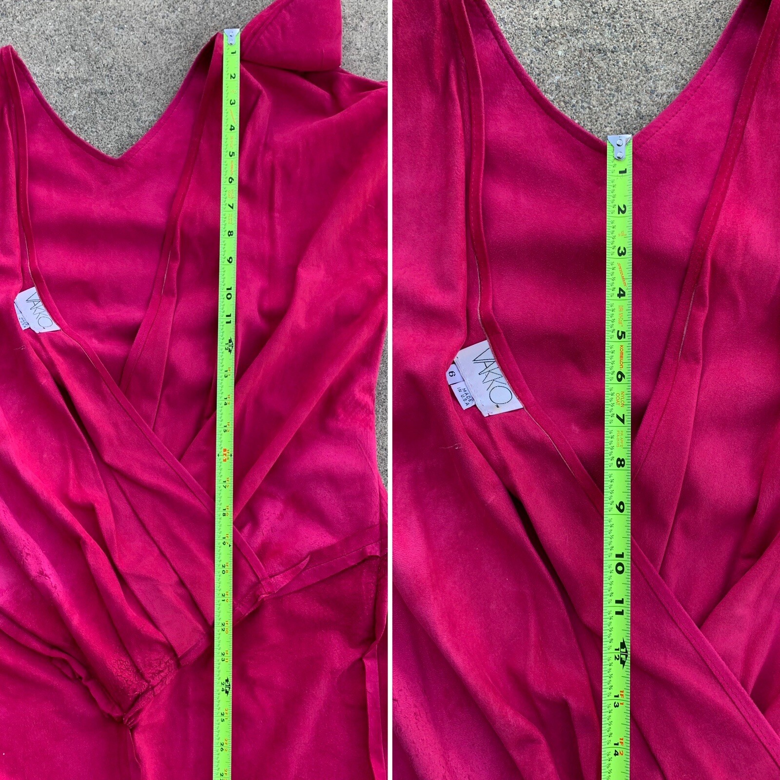 VAKKO Suede Dress Low Back Hot Pink Made In USA 1980s 80s Vintage Size 6