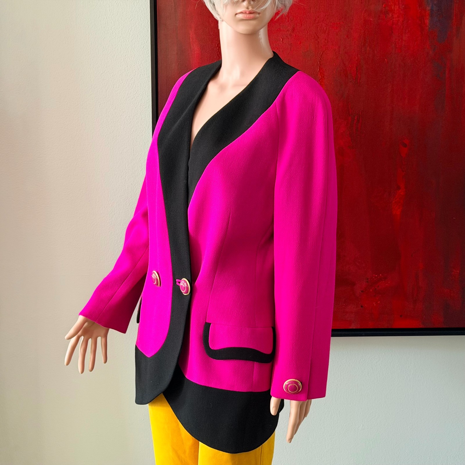 GIANNI VERSACE fuchsia wool blazer size 42 from F/W 1991/92