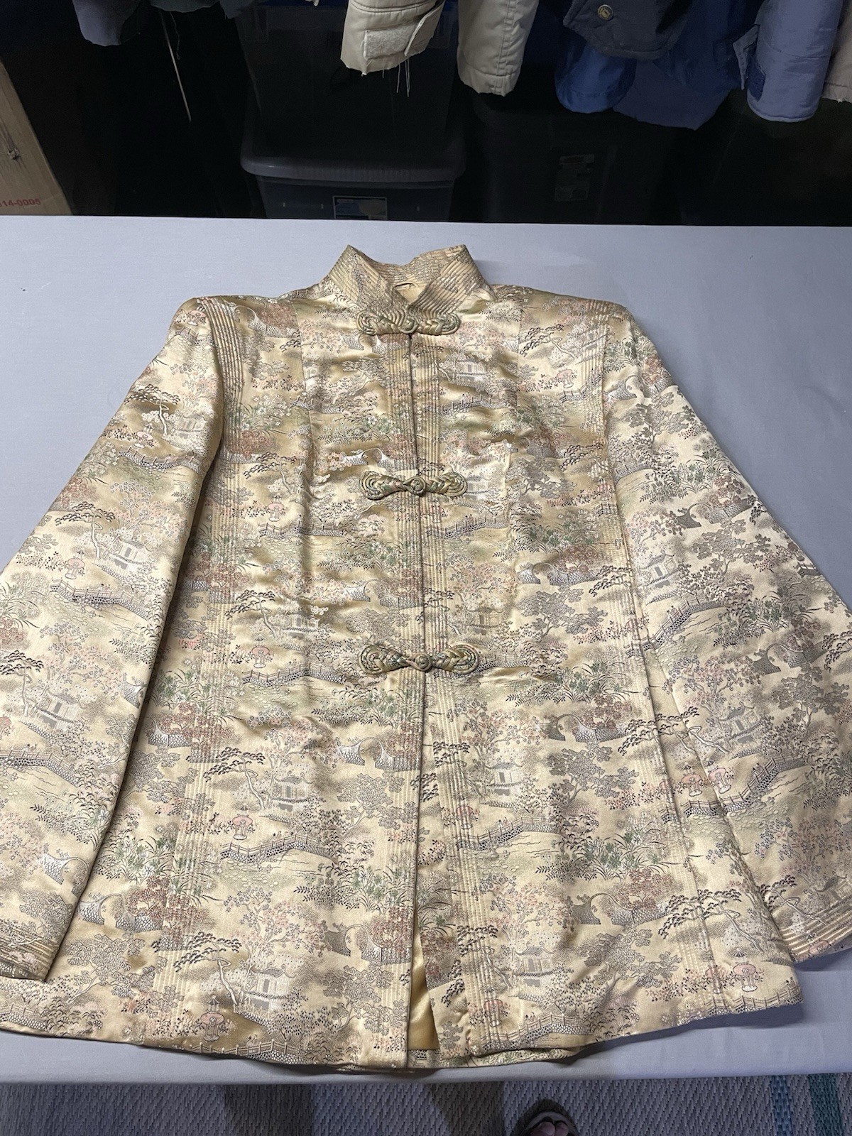 Ying Tai Embroidered Silk Tang Jacket 1950s Vintage Hong Kong Exquisite Sz 8-10
