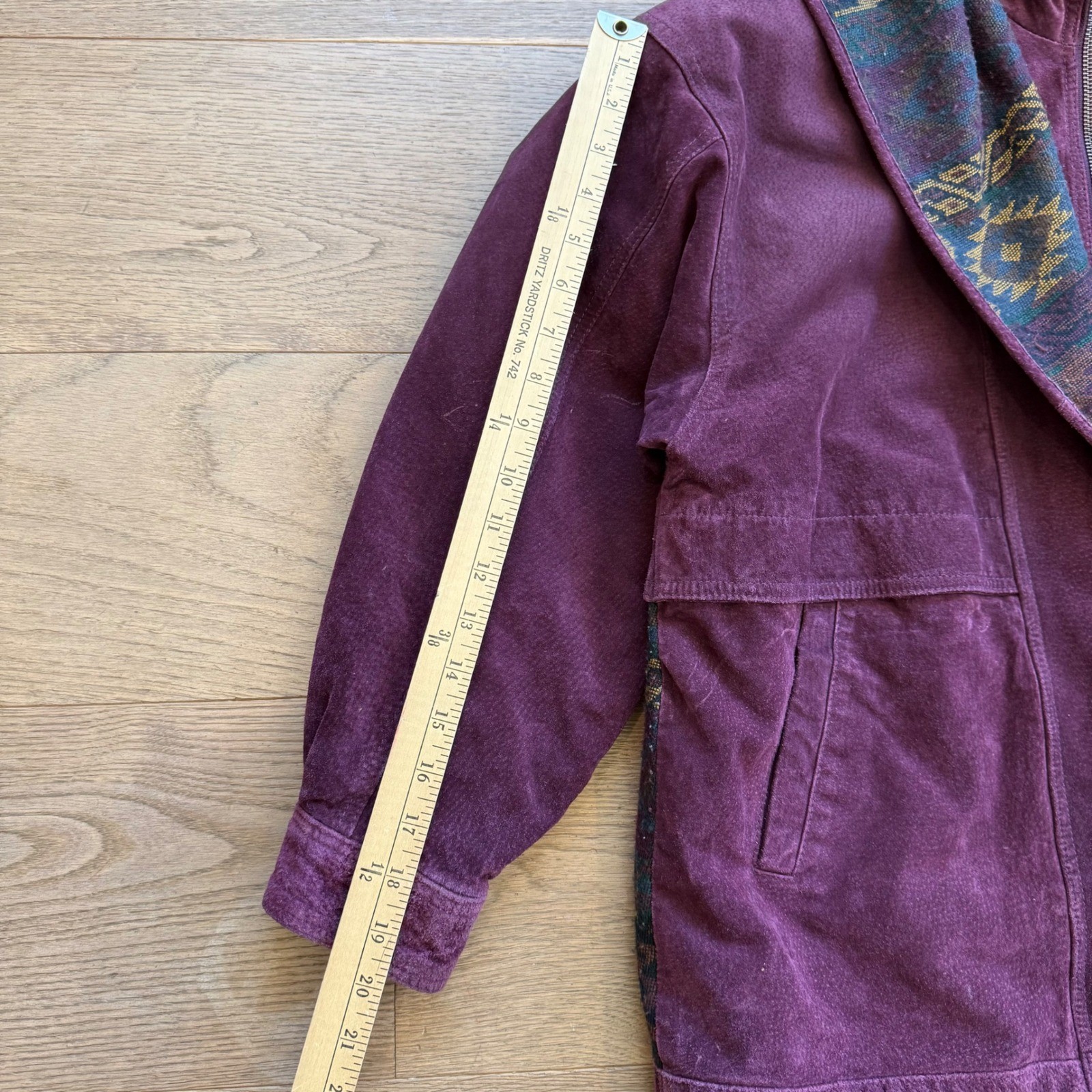 Adventure Bound Wilsons Purple Suede Leather Southwestern Hooded Jacket Medium