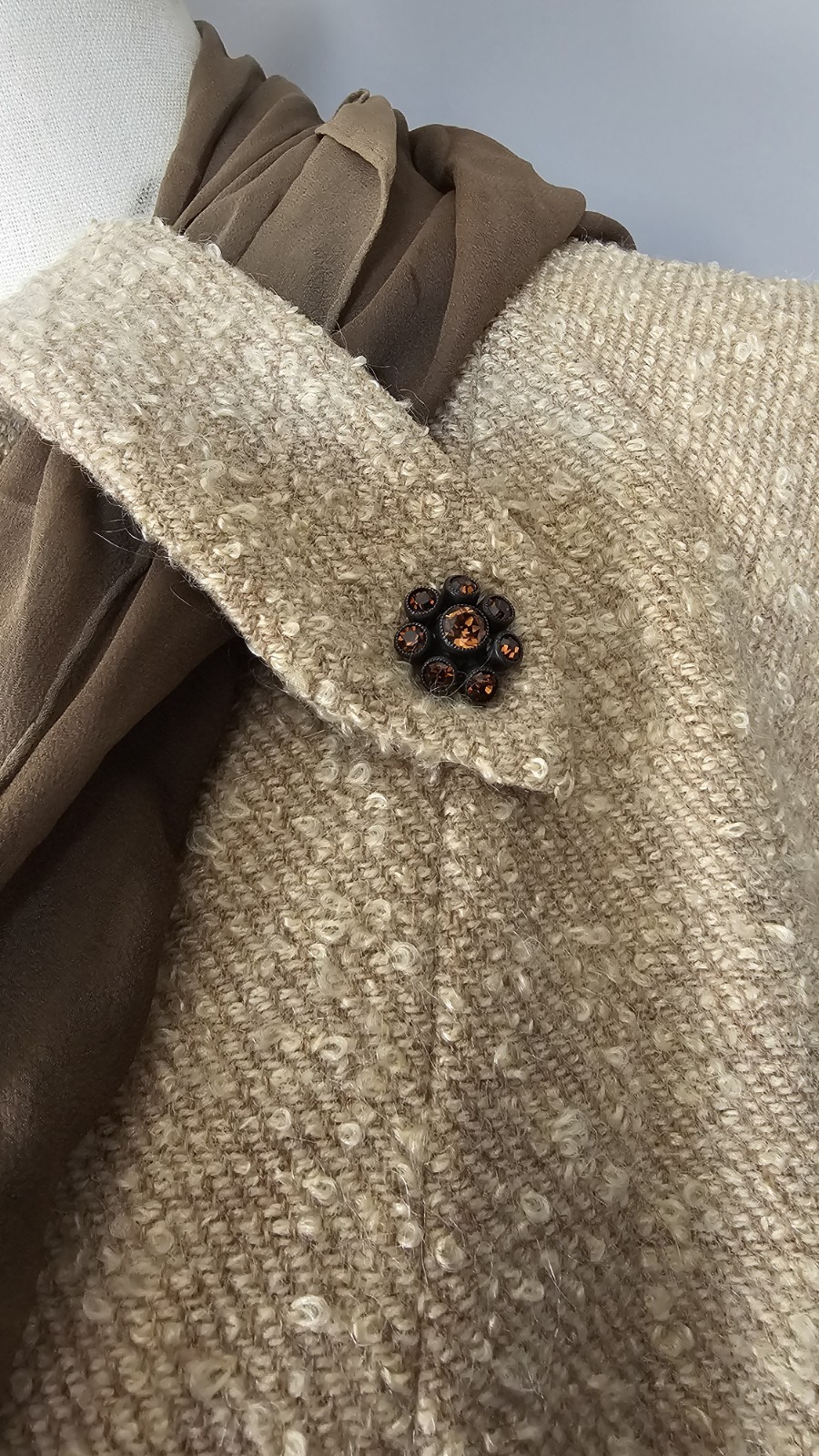 Vintage Higgins Hudson’s Woodward Shops Boucle Coat Womens Beige Swing Coat…