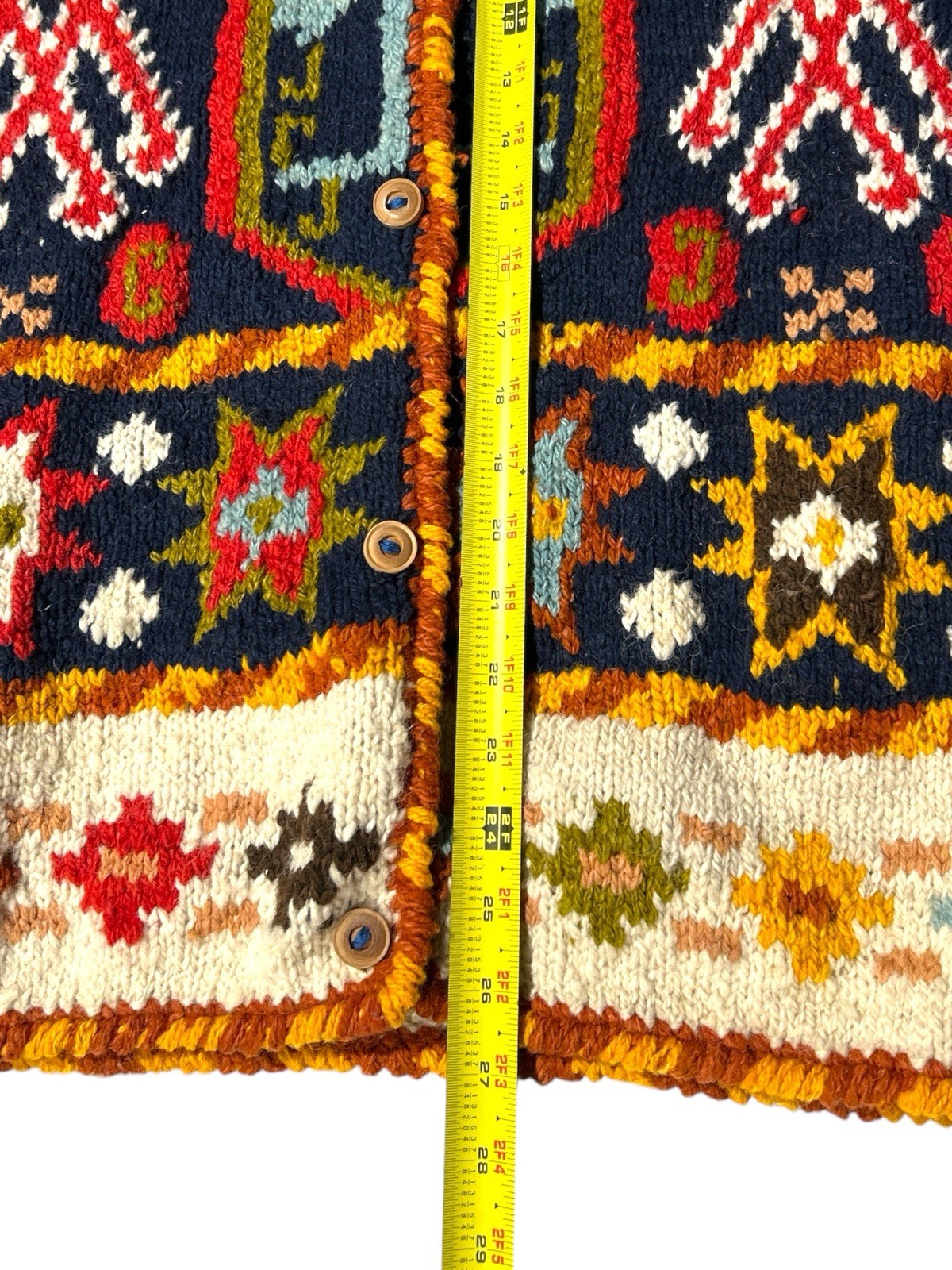 Vtg Mfaboston Button Front Chunky Knit Alpaca Blanket Jacket Size XL