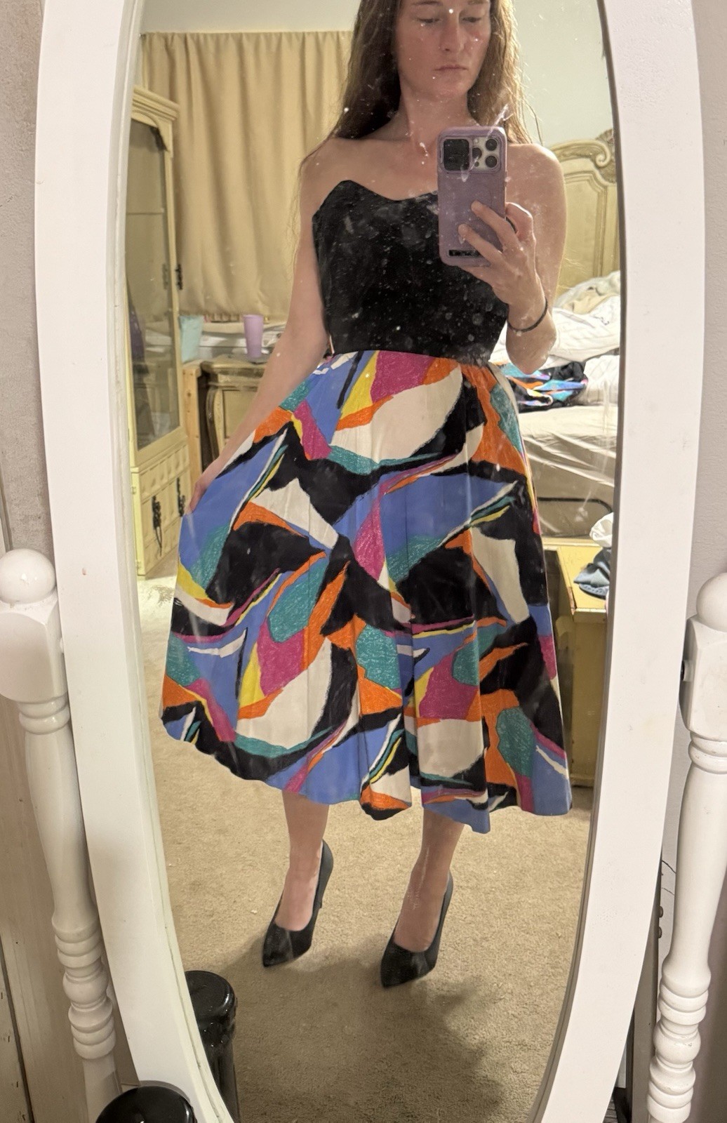 80s 90s Vintage Colorful Funky Dress & Vest Set By Jenni Size 3/4 Juniors XS S