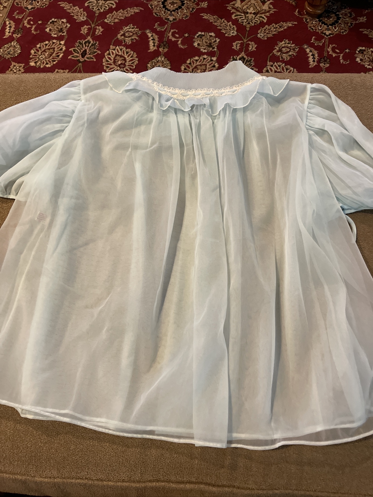Vintage Nylon Top Lingerie Nightie Evette Brand Large Blue USA Made (SC)