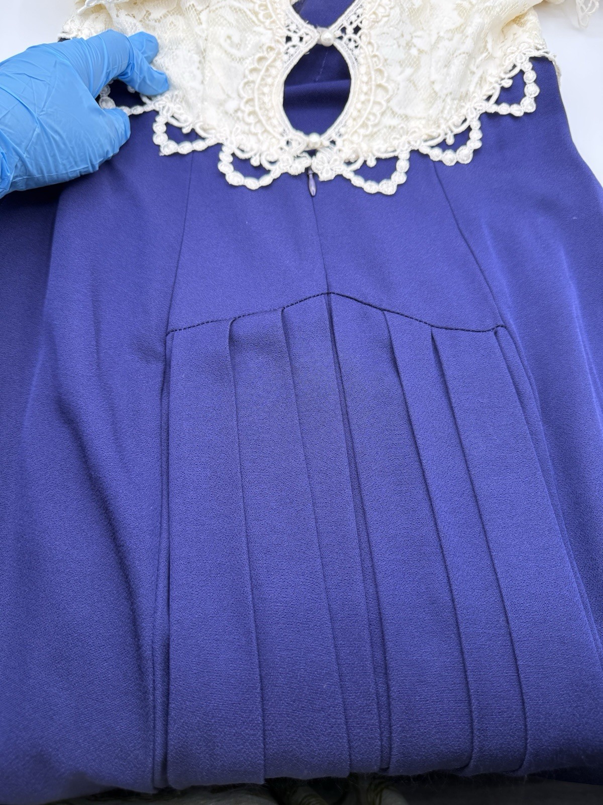 Vintage Scott McClintock Formal Gown Womens 8 Navy Ivory Lace Maxi Dress USA