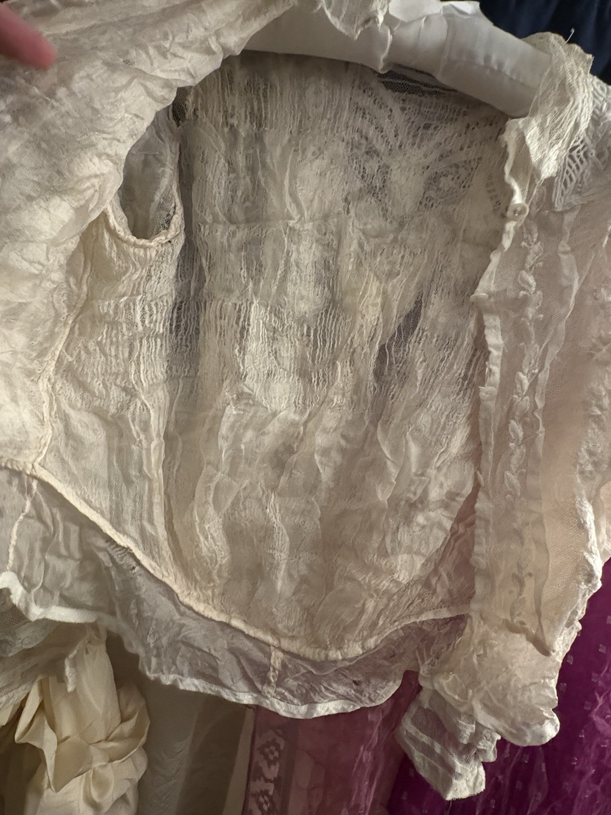 Antique 1900s Edwardian Net And Lace Blouse.