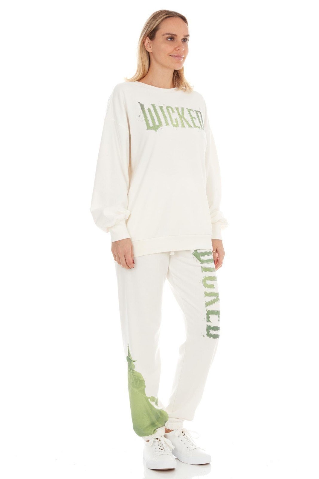 Wicked Women’s, Ladies & Juniors Off-white 2-piece Crewneck & Jogger Set