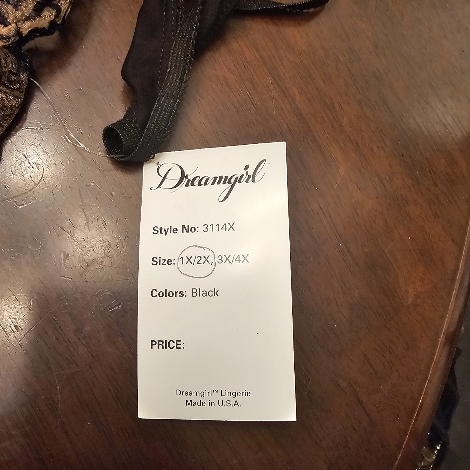 NWT NOS Dreamgirl Slip Thong Set Style 3114X Size 1X / 2X VINTAGE Black / Nude