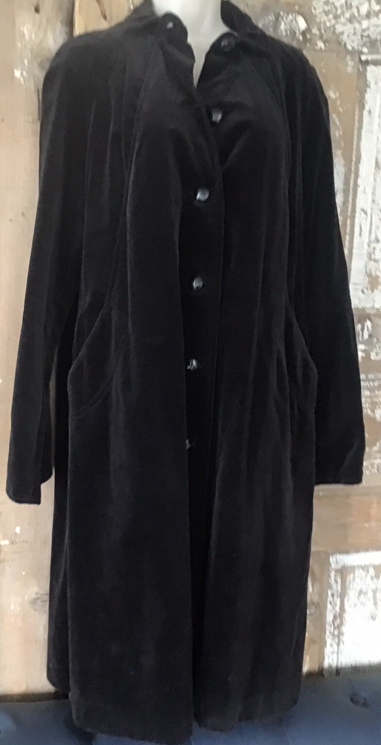 Marguerite Rubel Vintage Black Velvet Coat Womans Size 12