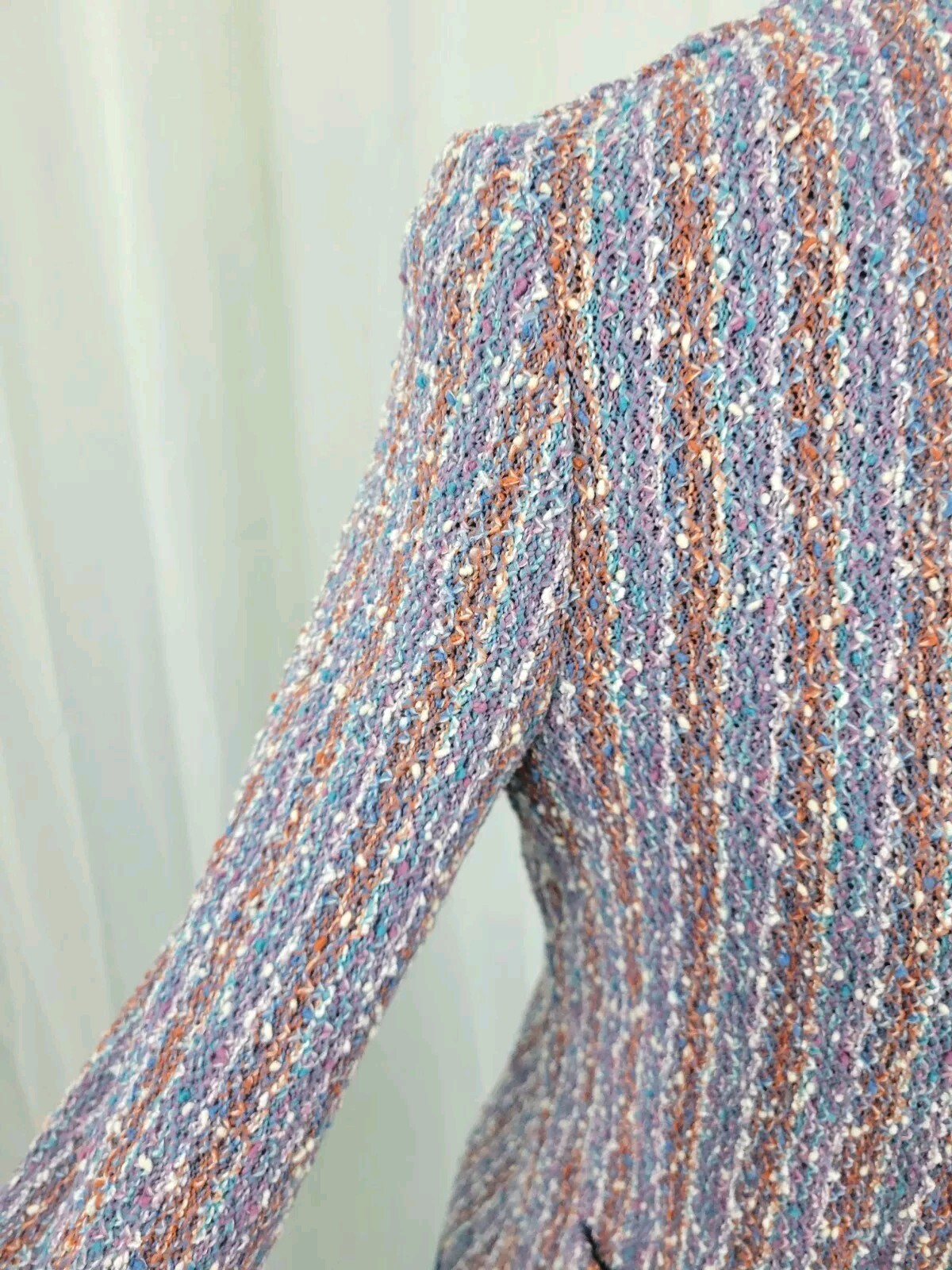 Vintage Unlined Striped Cardigan in Purple/Tan/Blue/White Size XS?