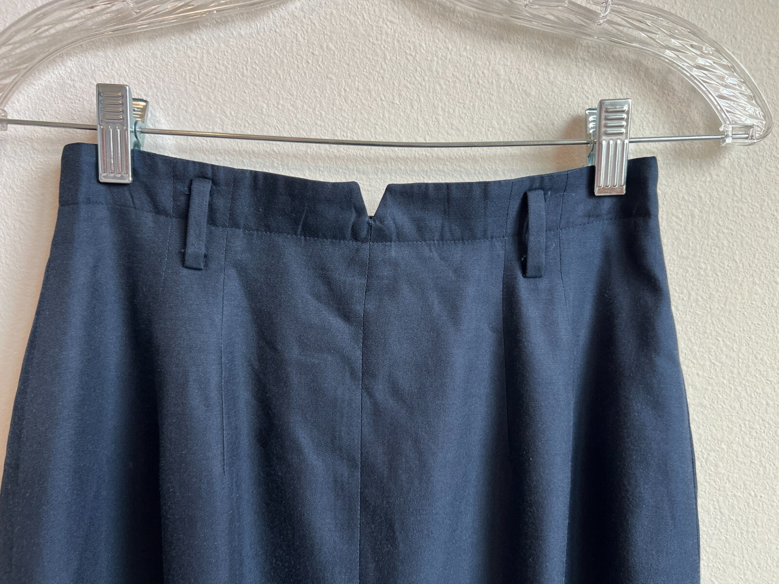 Vintage Navy Button Up Pencil Skirt – Blue Silk Cotton, Wiggle, Secretary Preppy