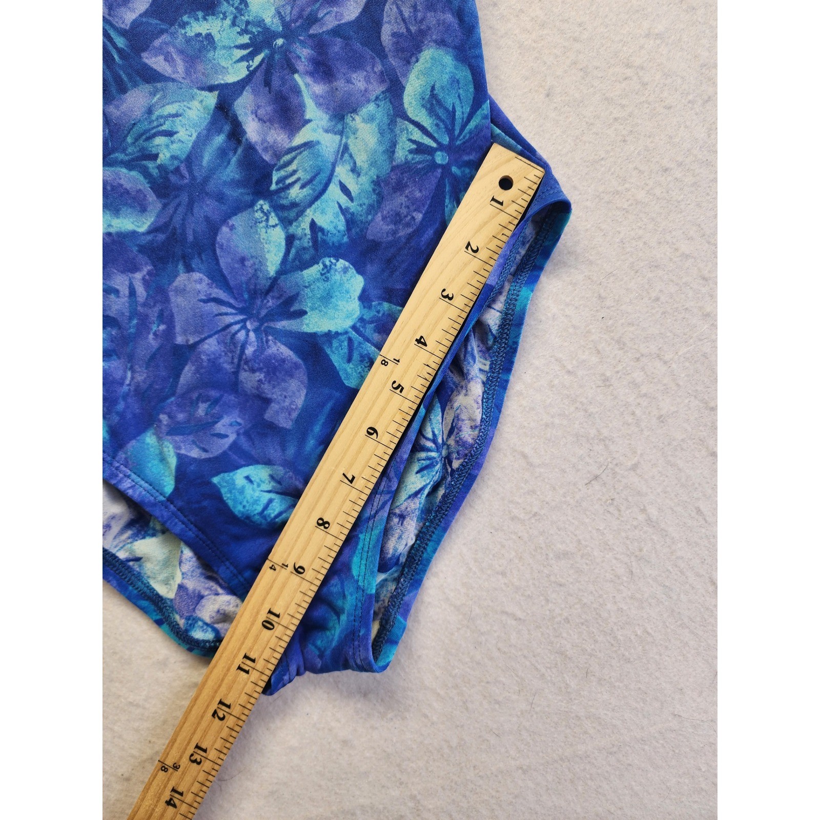 Cole of California Womens Vintage Floral One Piece Swimsuit Blue Purple Size 8