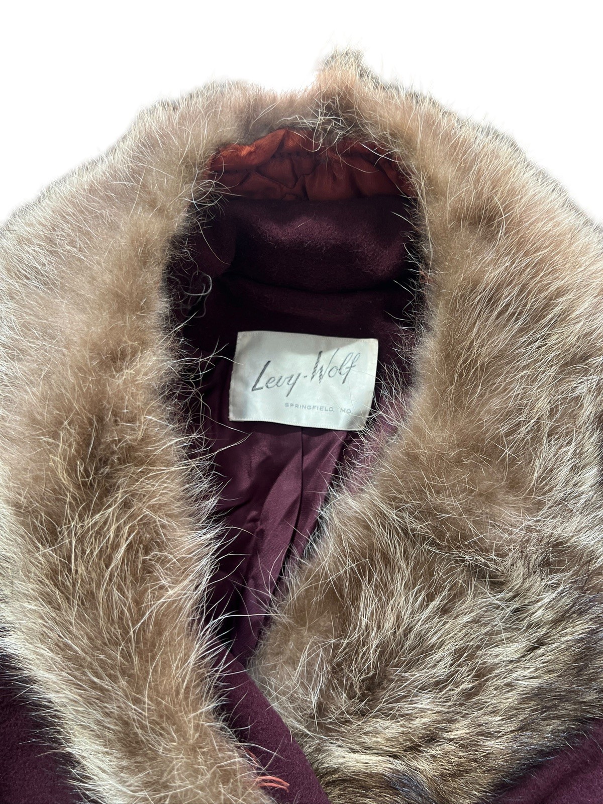 VTG Levy Wolf Cedarhurst 100% WOOL Collar Long Pea Coat Penny Lane