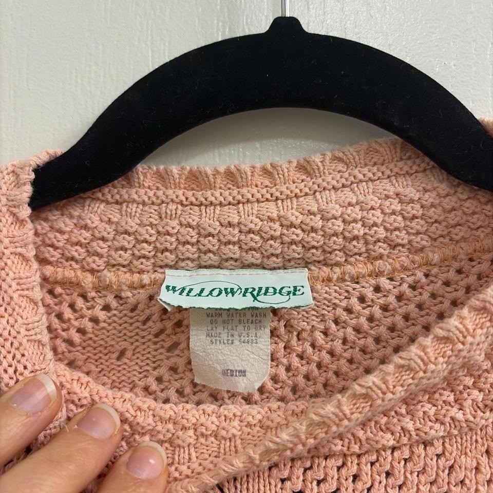 Willowridge vintage pink crochet mock neck sweater cottagecore women’s medium
