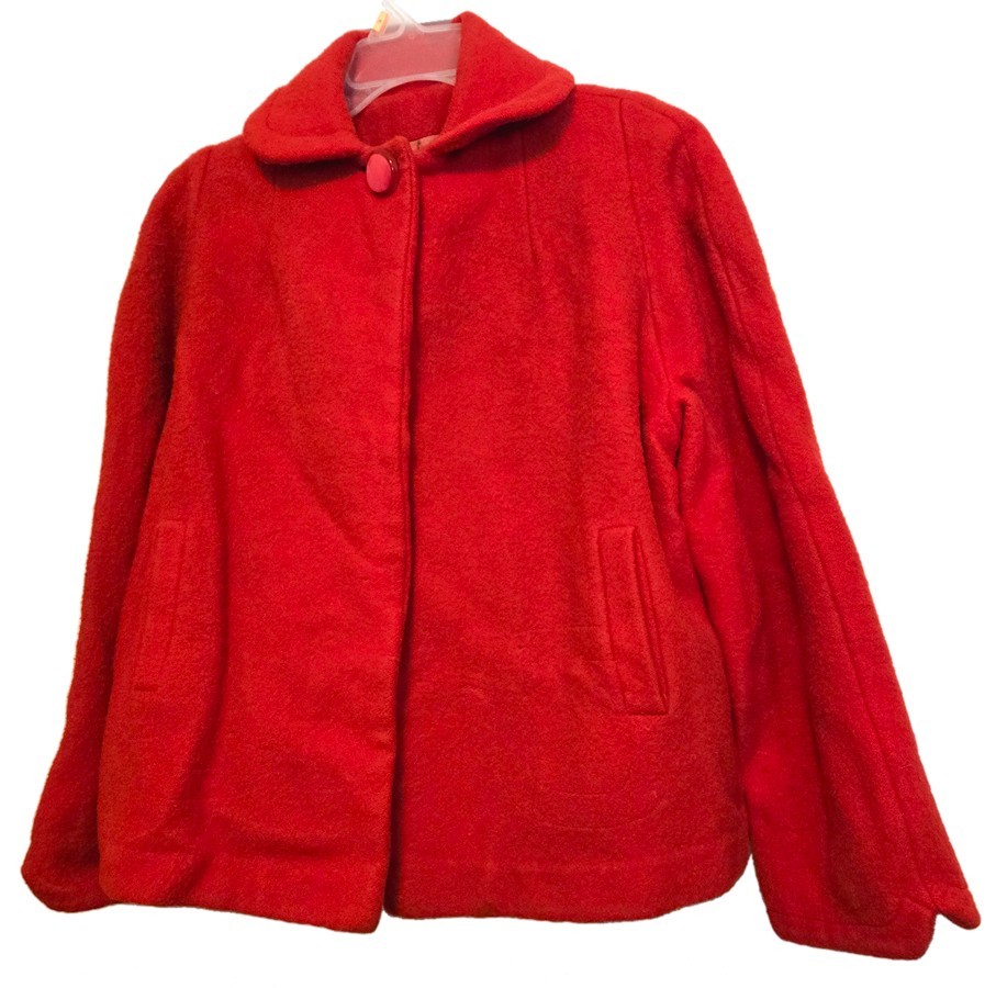 1960’s Carrcraft Original Red Wool Short Swing Coat Women’s XS or Girl’s 16