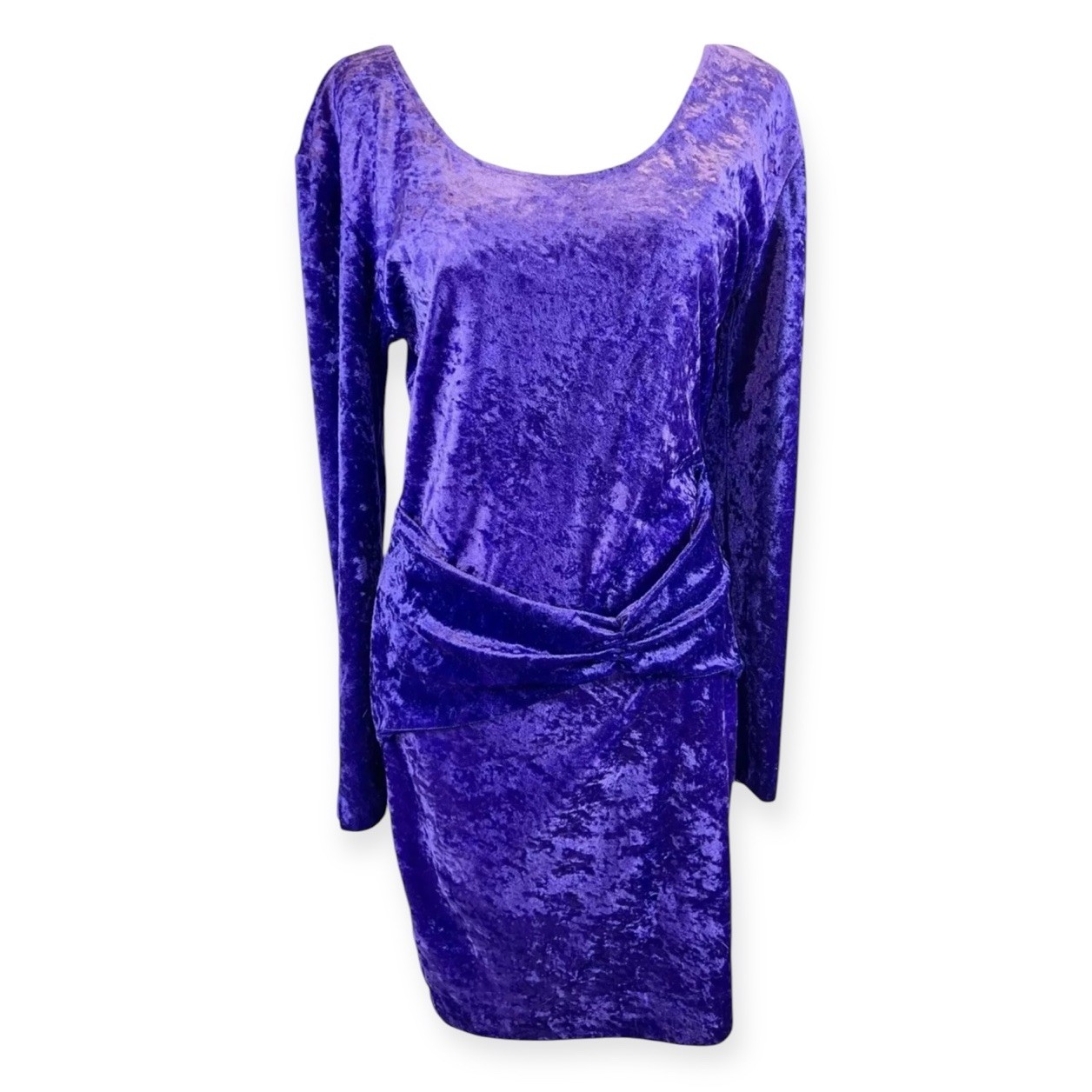 VTG 1980s NEW WAVE CRUSHED VELVET MINI DRESS RAVE DISCO WHIMSICAL WITCH FAIRY